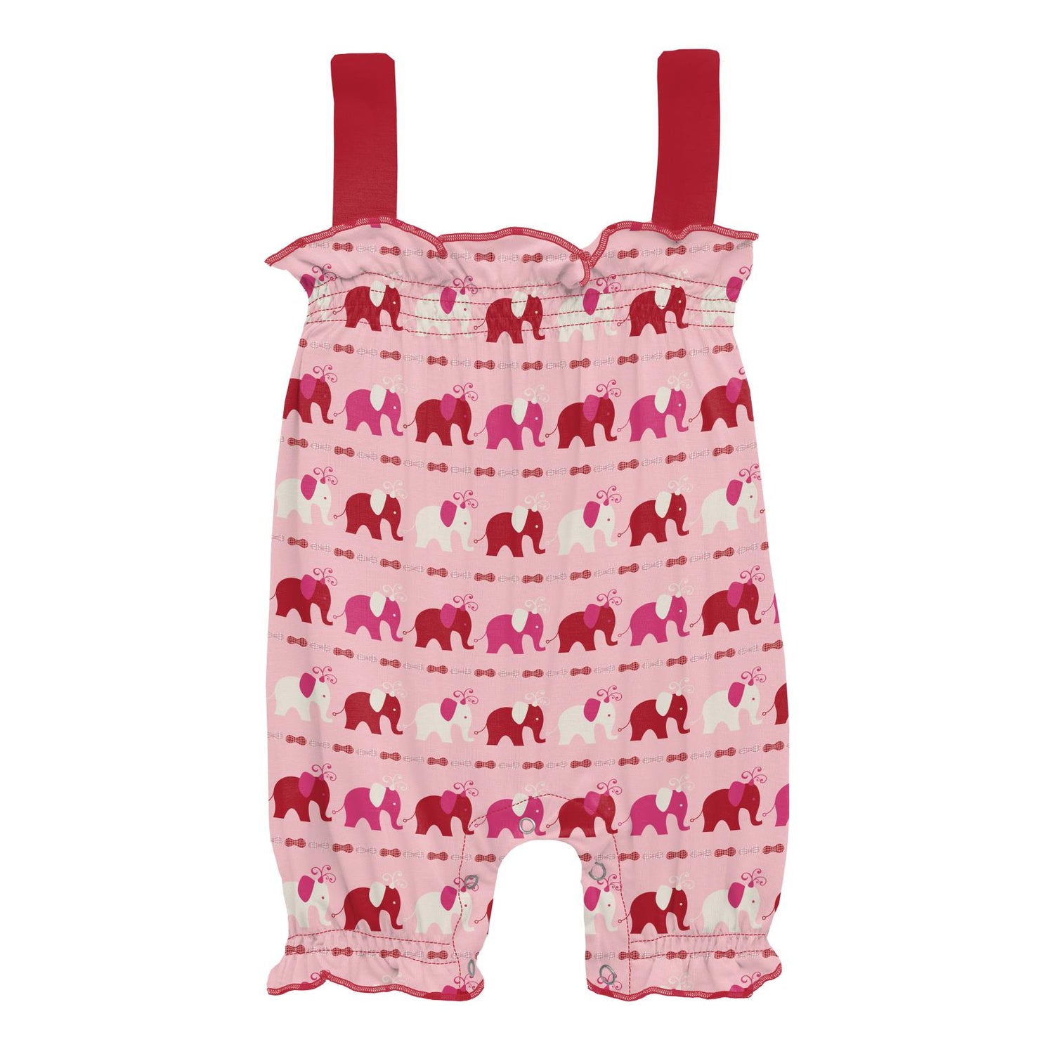 Print Gathered Romper in Calypso Elephant