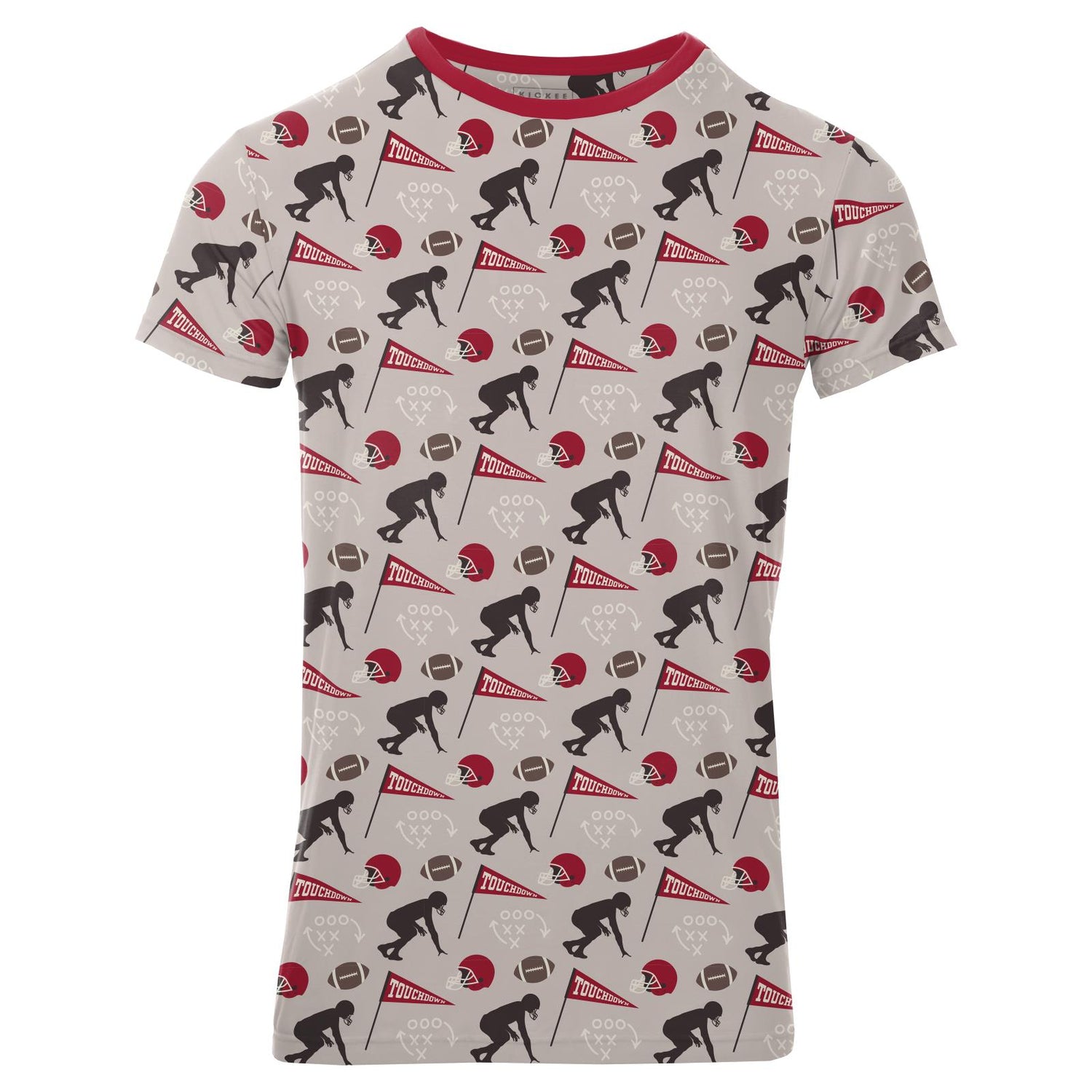 Men's Print Short Sleeve Crew Neck Tee in Latte Touchdown