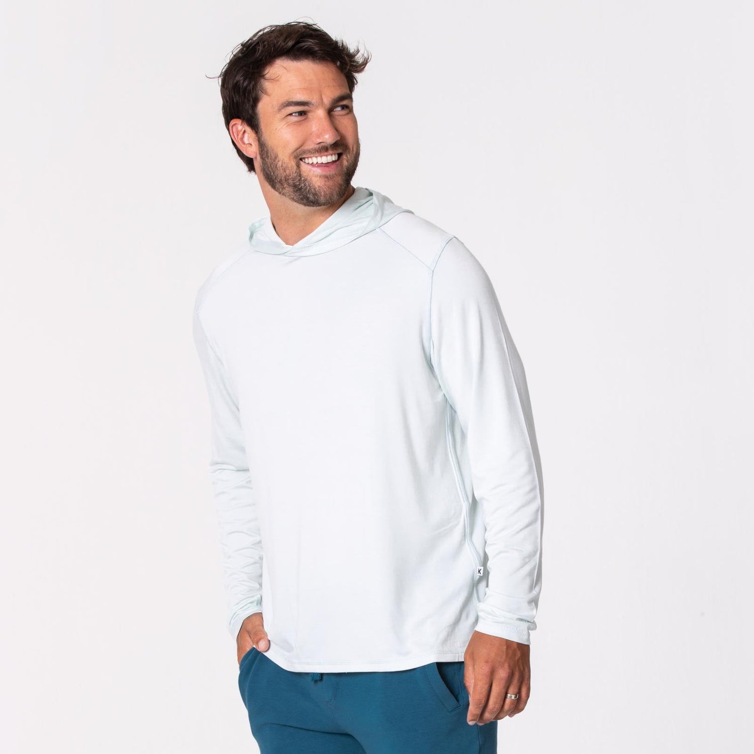 Men's Long Sleeve Hooded Tee in Fresh Air