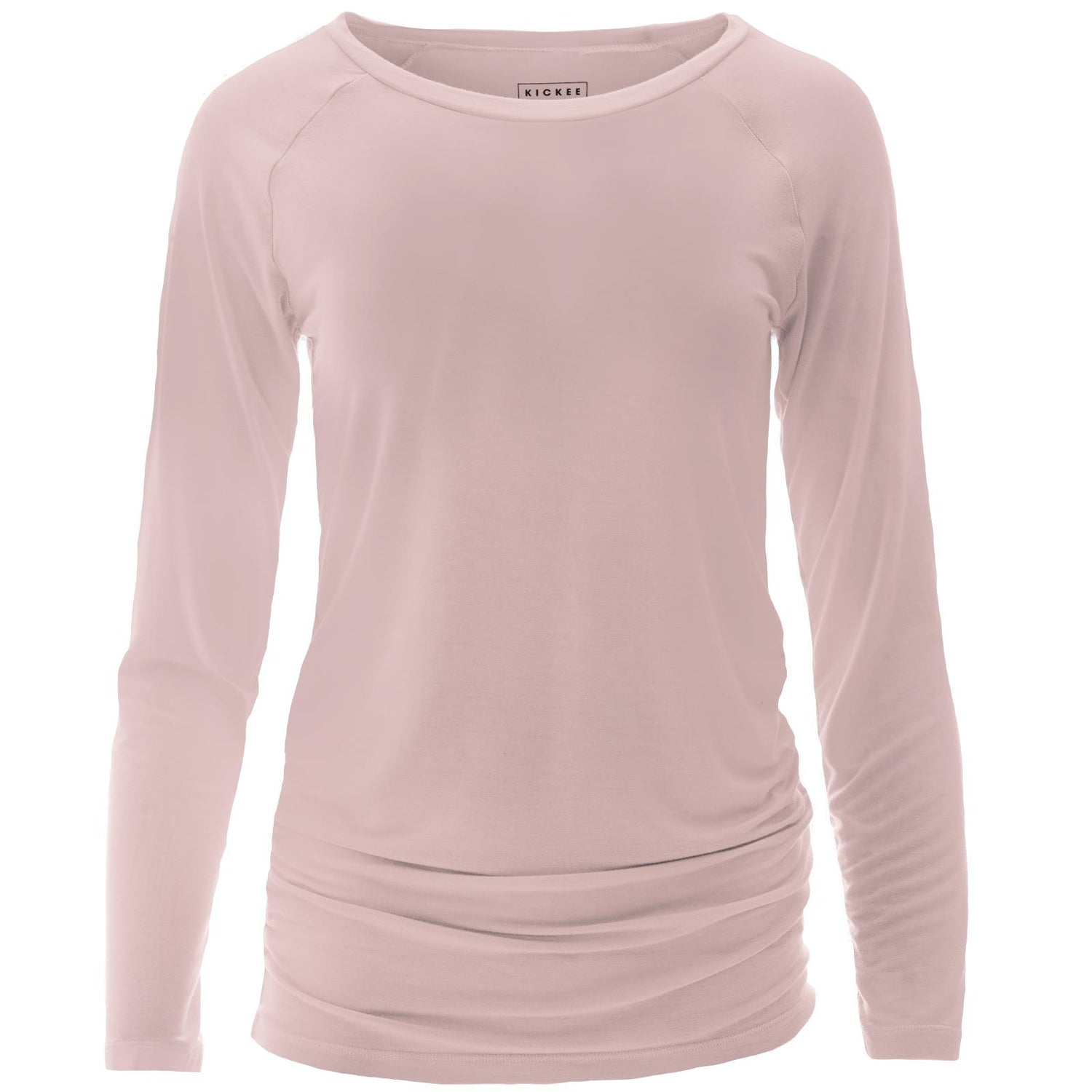 Women's Long Sleeve Raglan Maternity Tee in Baby Rose