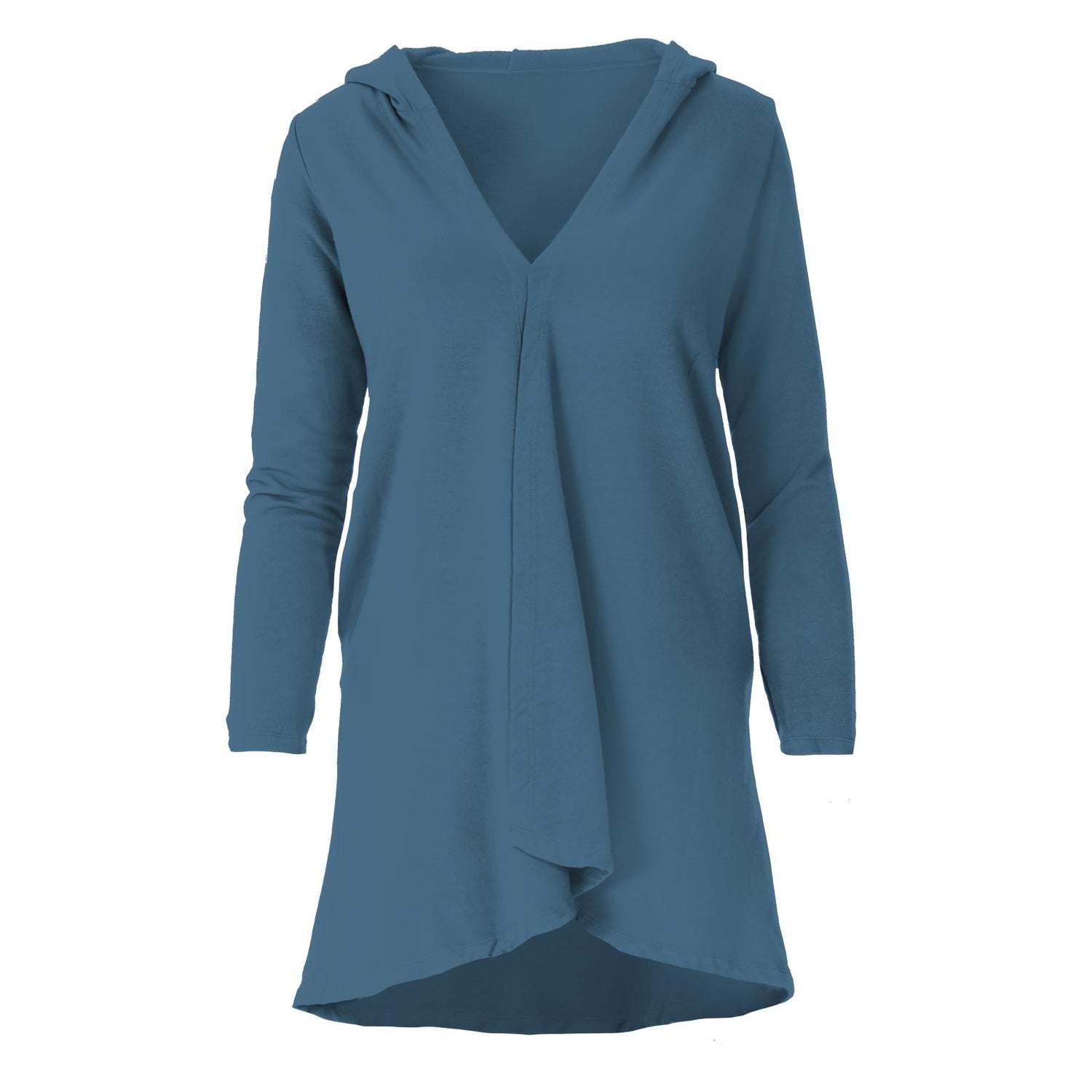 Women's Fleece Hooded Cardigan with Pockets in Deep Sea