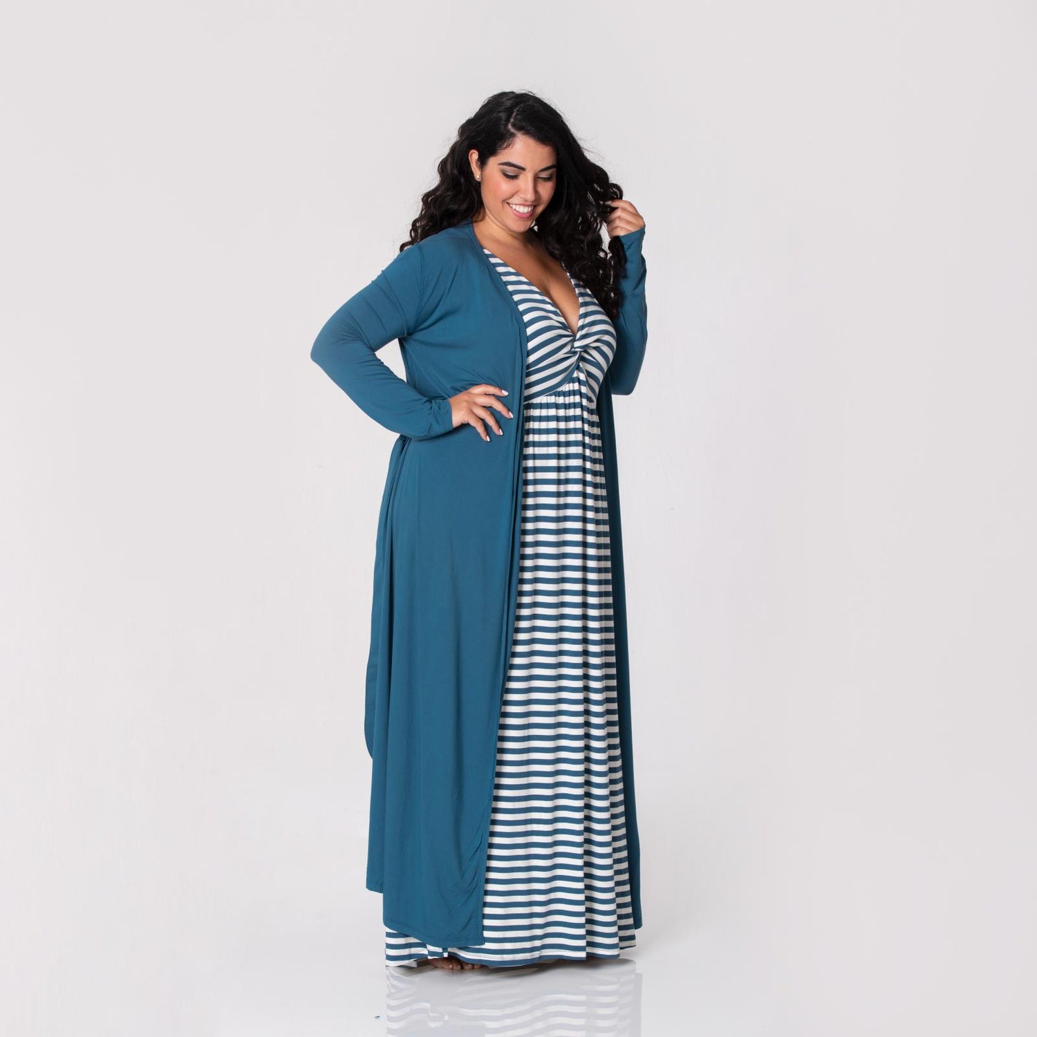 Women's Solid Basic Robe in Deep Sea