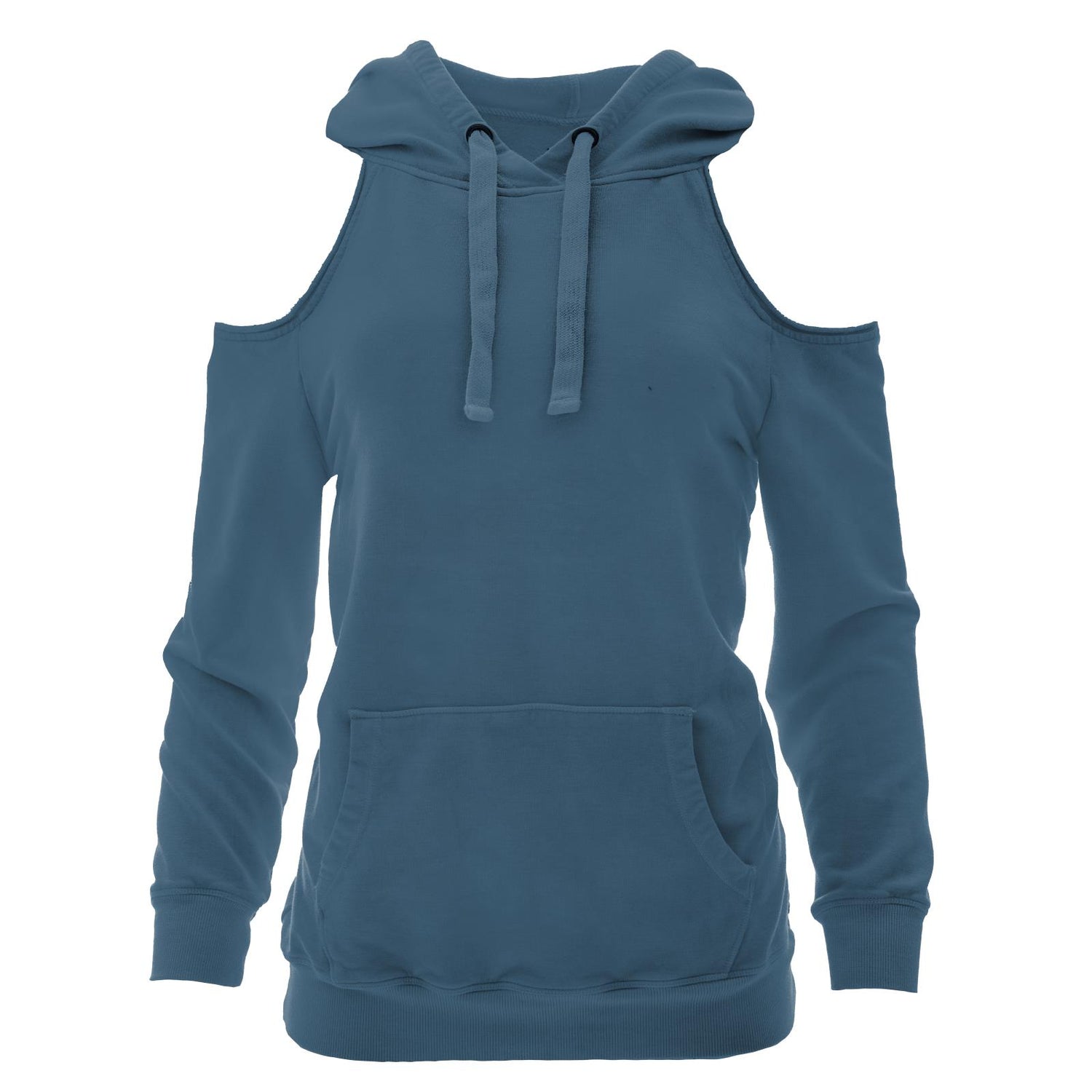 Women's Fleece Open-Shoulder Pullover in Deep Sea