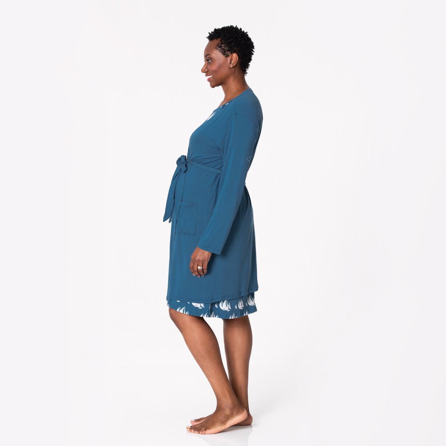Maternity/Nursing Robe in Deep Sea