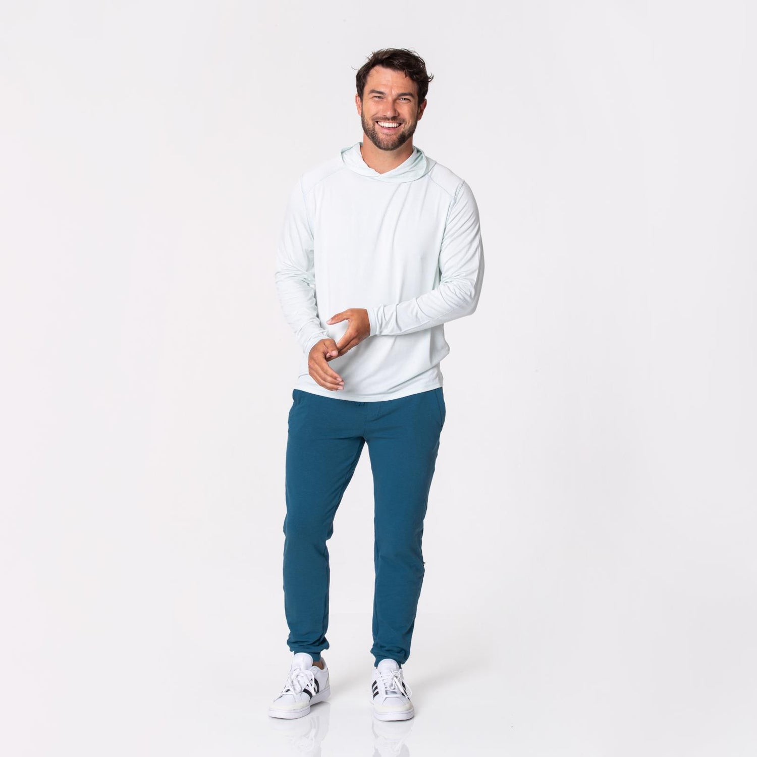 Men's Long Sleeve Hooded Tee in Fresh Air