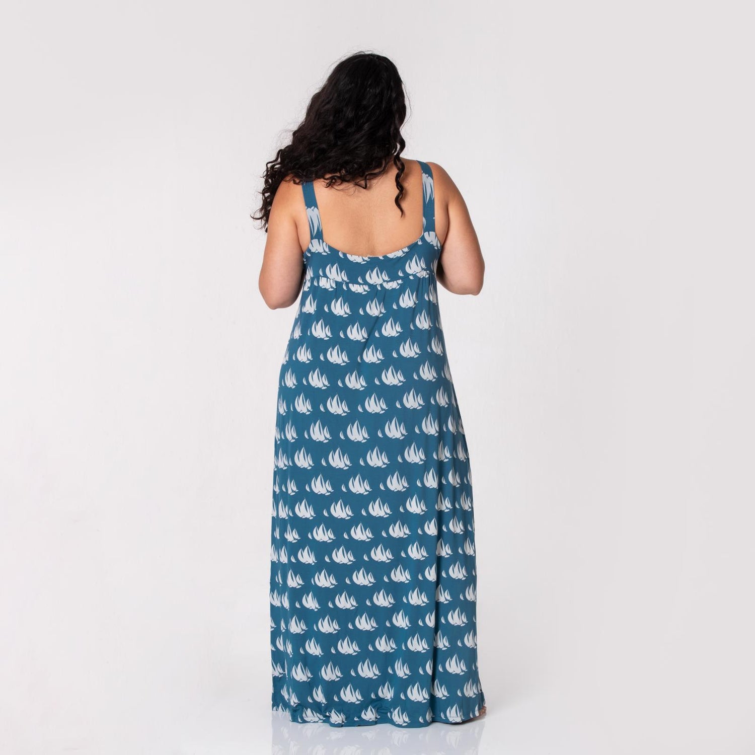 Women's Print Simple Twist Nightgown in Deep Sea Sailboat Race