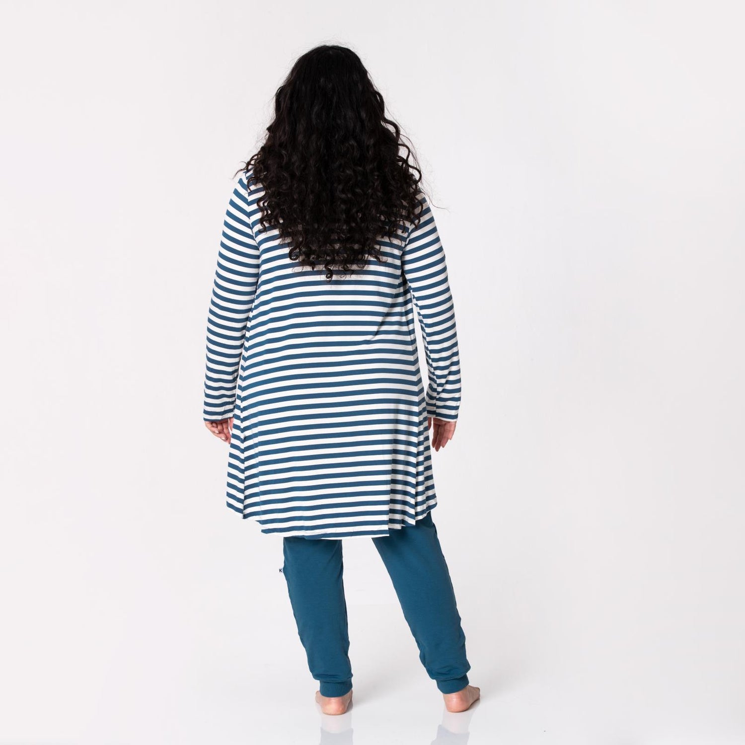 Women's Print Open Front Cardigan in Nautical Stripe