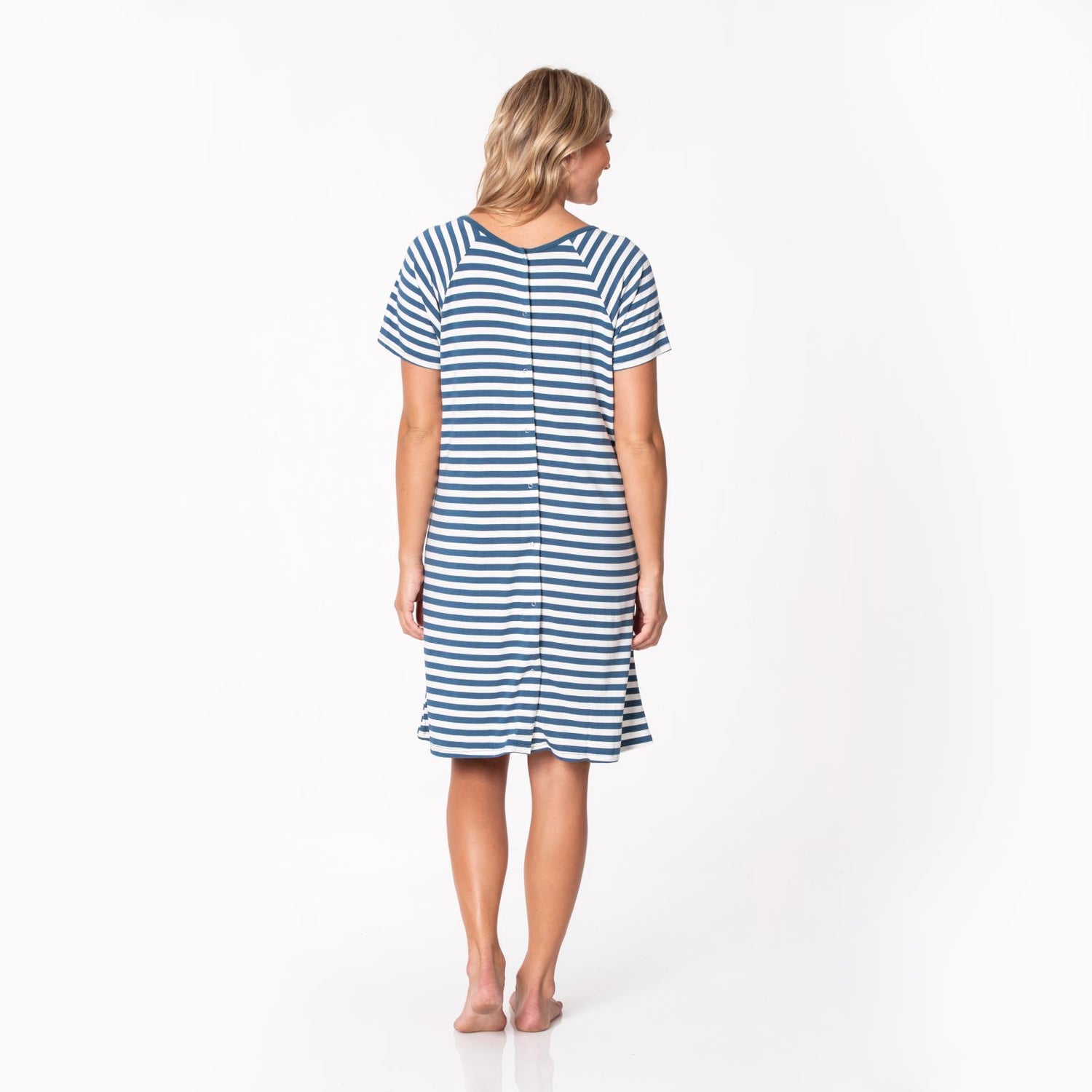 Women's Print Hospital Gown in Nautical Stripe