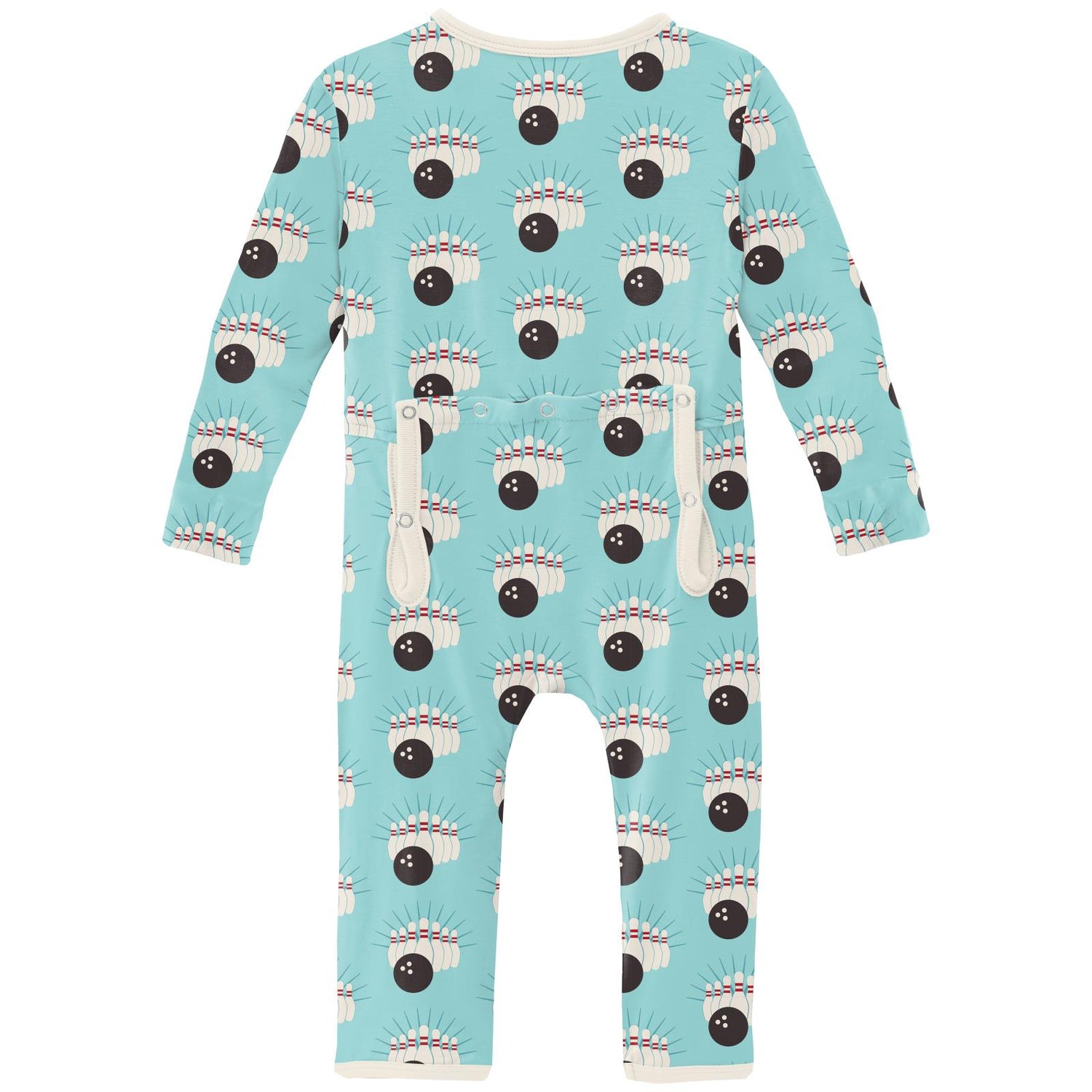 Print Coverall with Zipper in Summer Sky Bowling