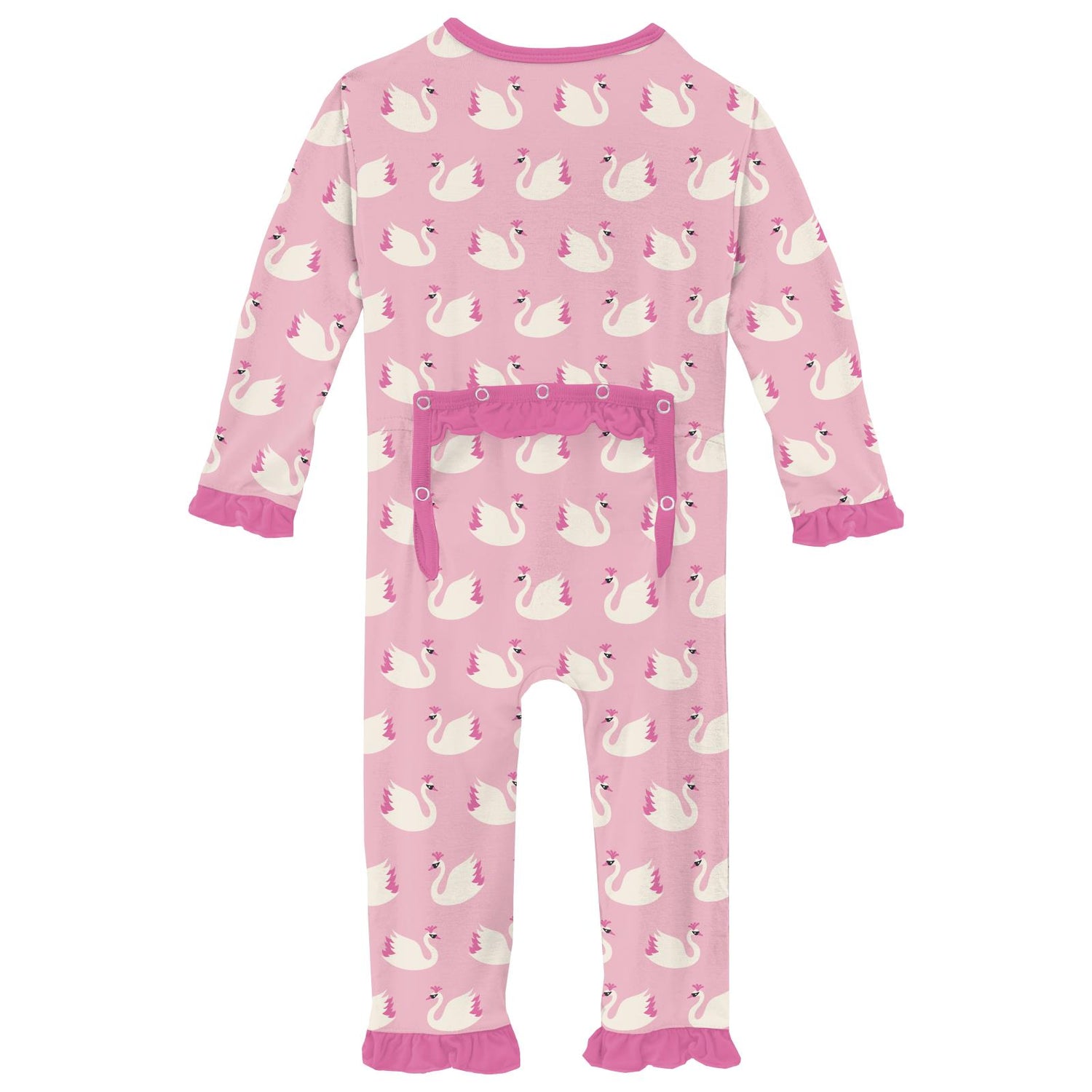 Print Classic Ruffle Coverall with 2 Way Zipper in Cake Pop Swan Princess