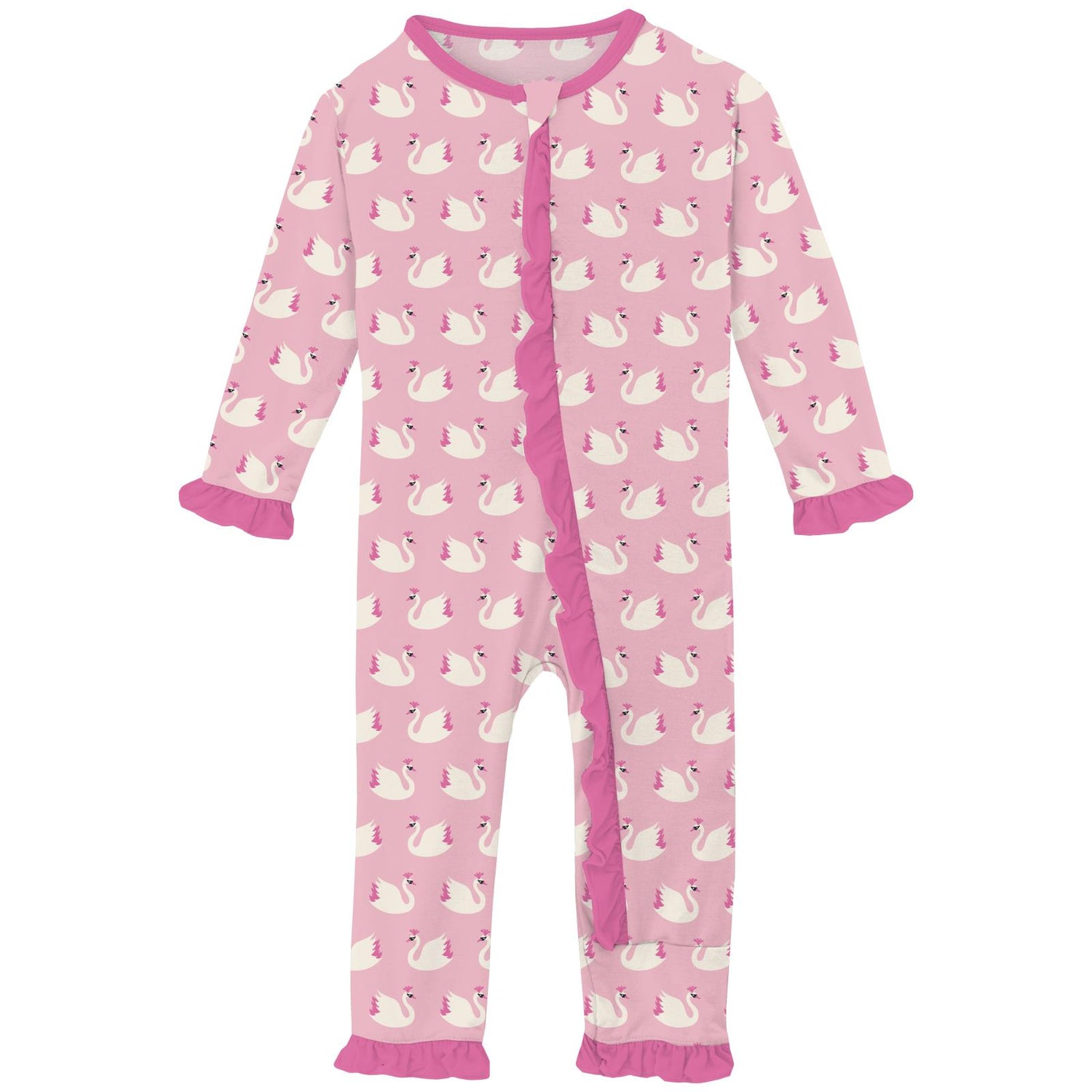 Print Classic Ruffle Coverall with 2 Way Zipper in Cake Pop Swan Princess