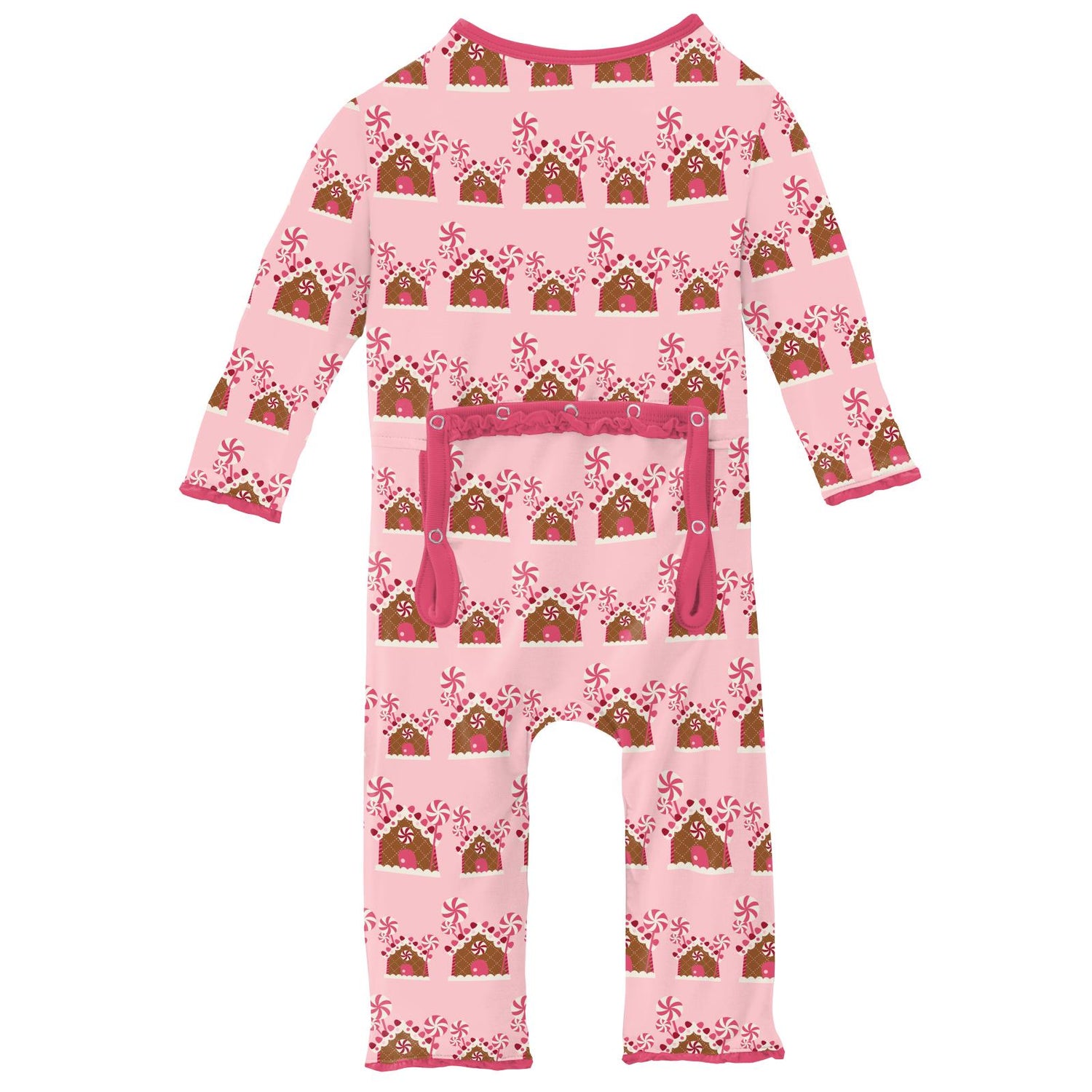Print Muffin Ruffle Coverall with Zipper in Lotus Gingerbread