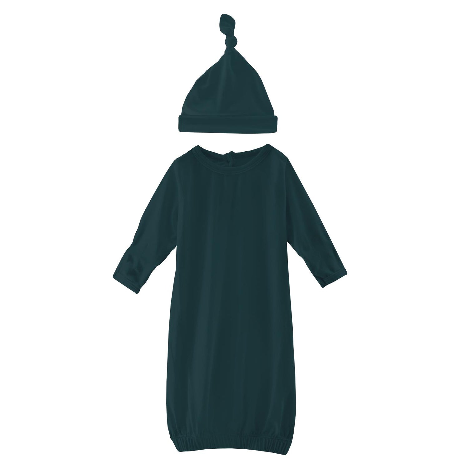 Layette Gown & Single Knot Hat Set in Pine