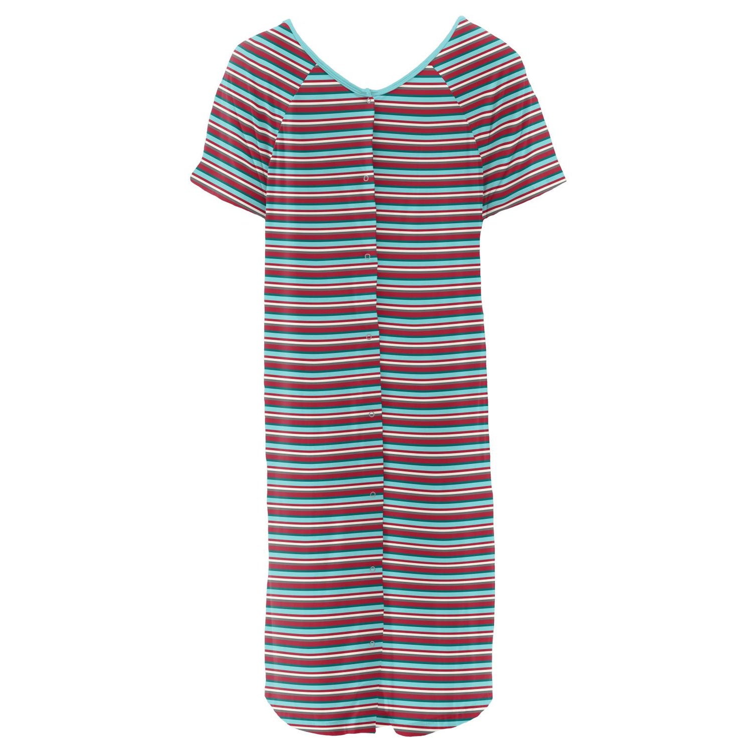 Women's Print Hospital Gown in Christmas Stripe