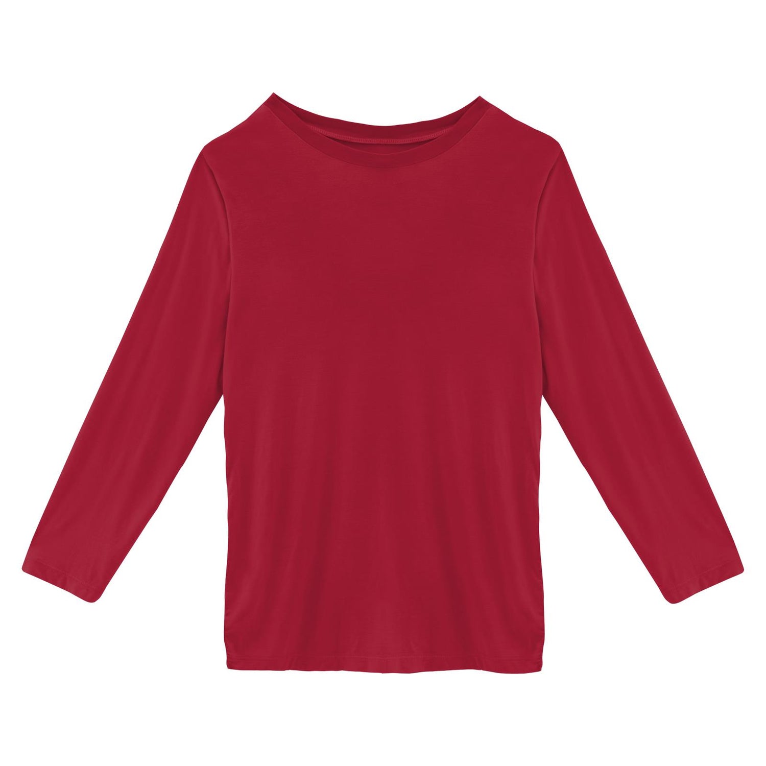 Long Sleeve Easy Fit Crew Neck Tee in Crimson