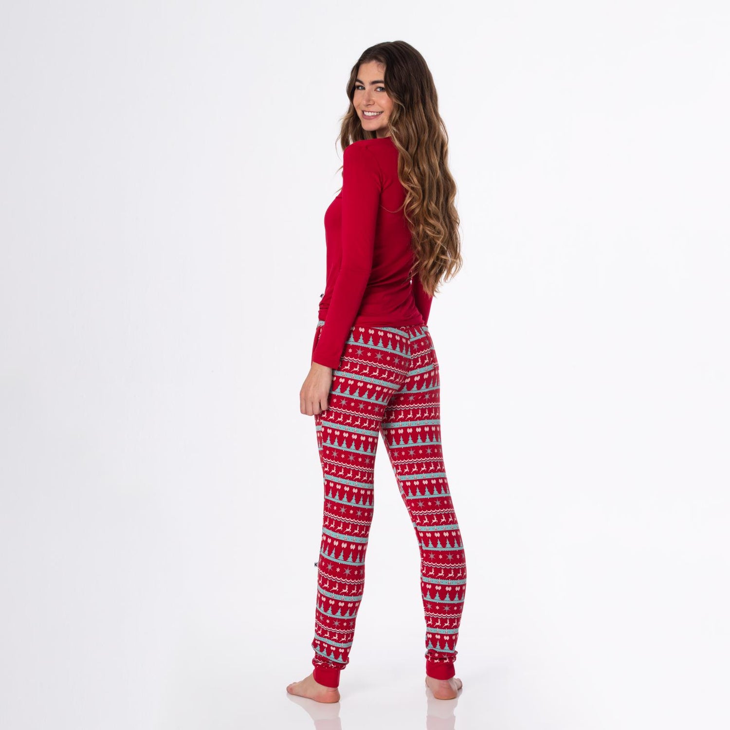 Women's Print Fleece Joggers in Nordic Print