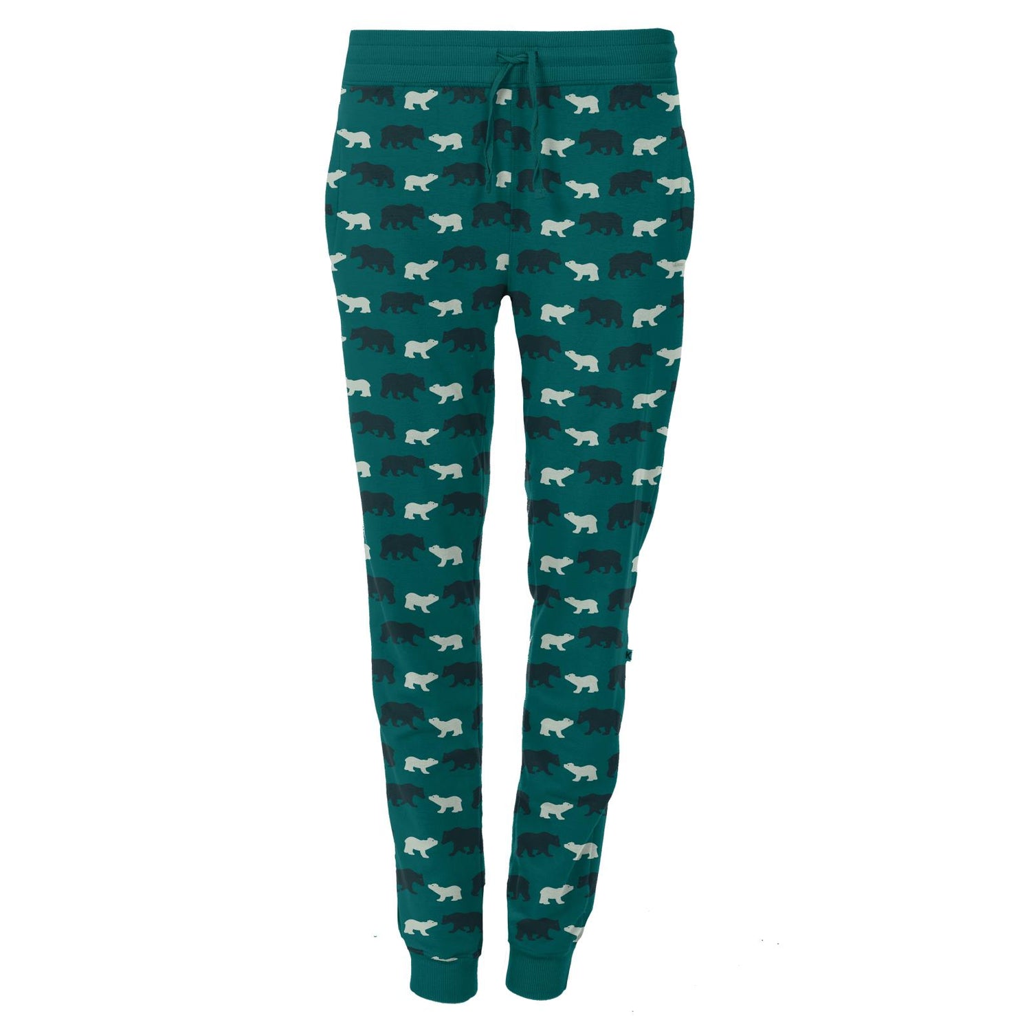 Women's Print Fleece Joggers in Cedar Brown Bear