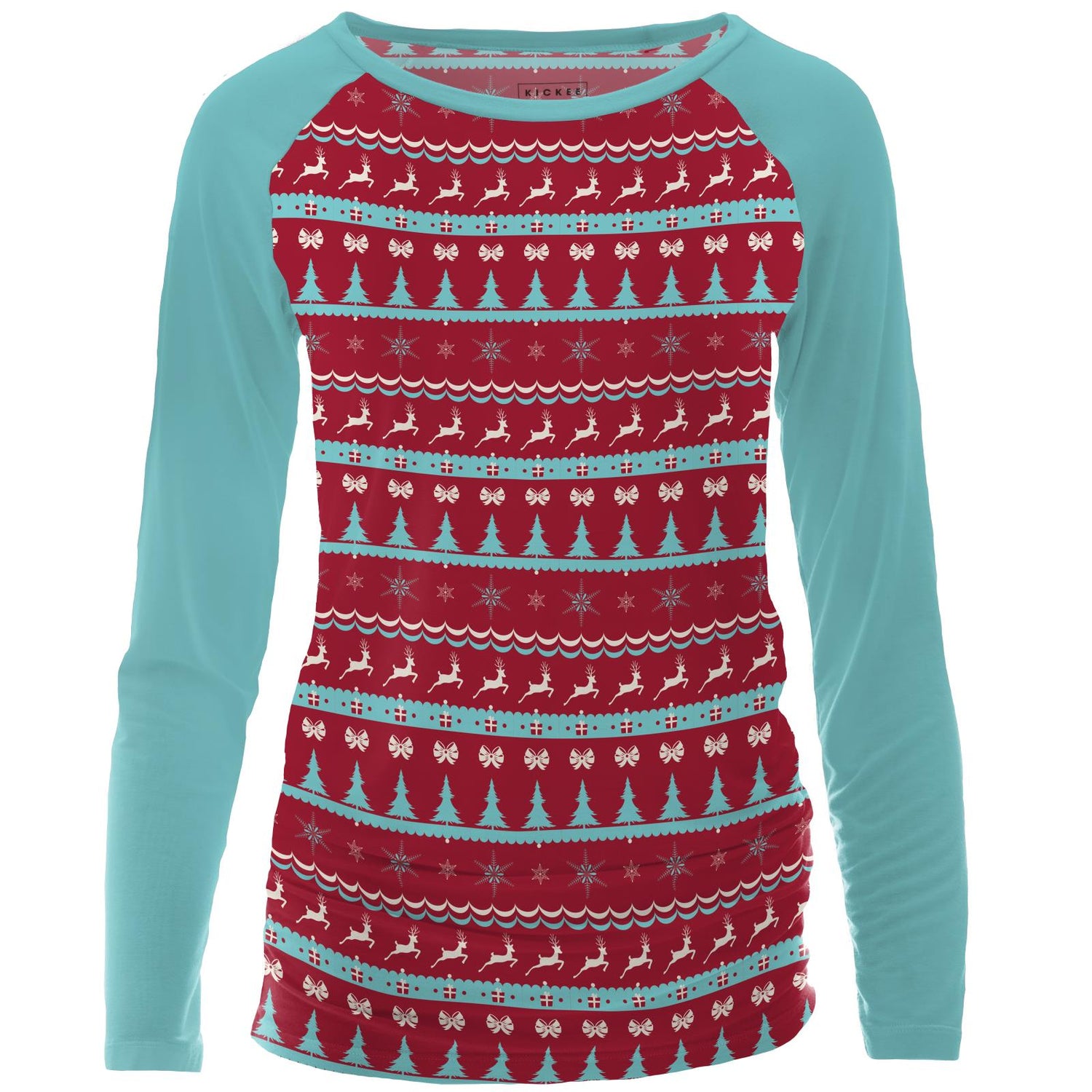 Print Long Sleeve Raglan Maternity Tee in Nordic Print