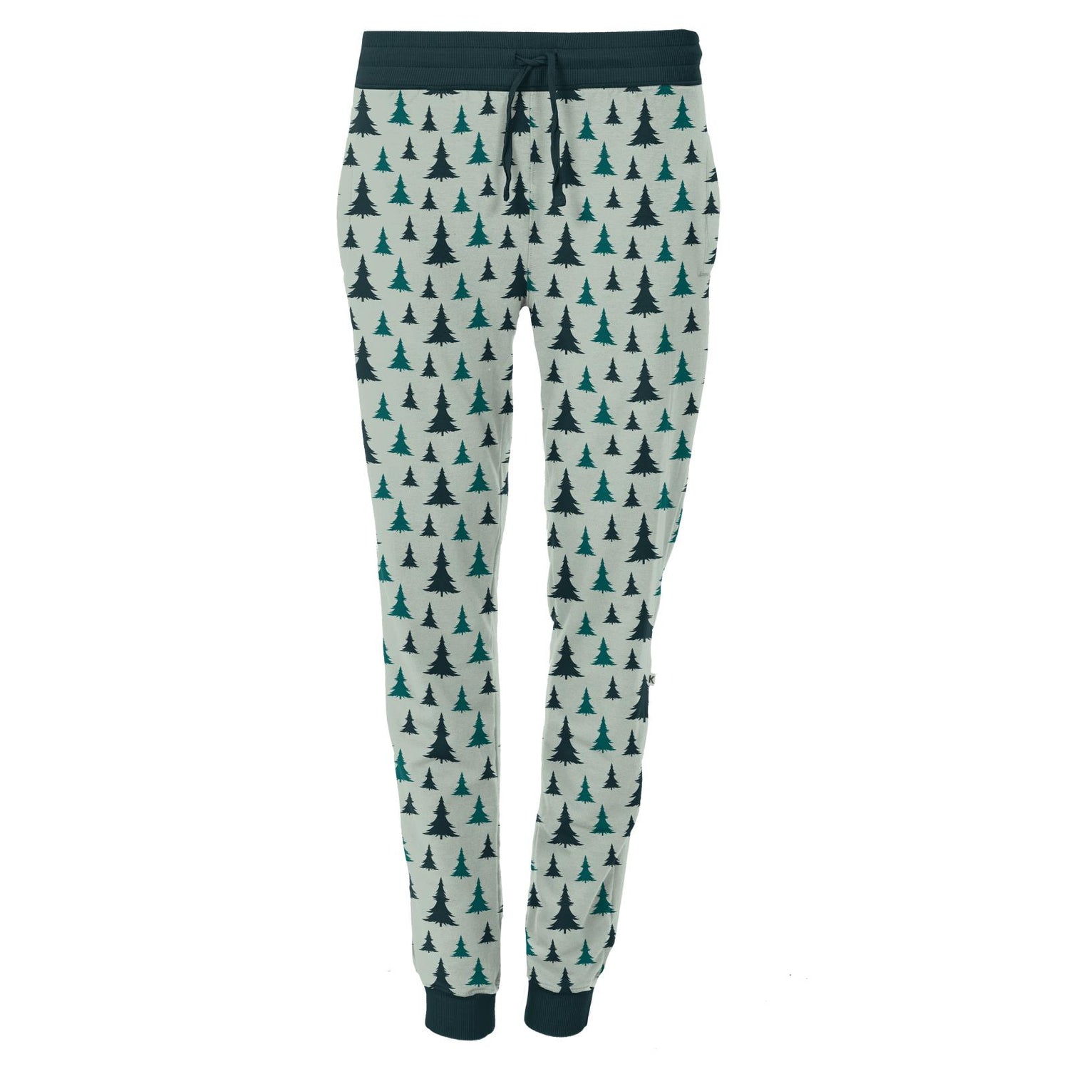 Women's Print Fleece Joggers in Aloe Christmas Trees