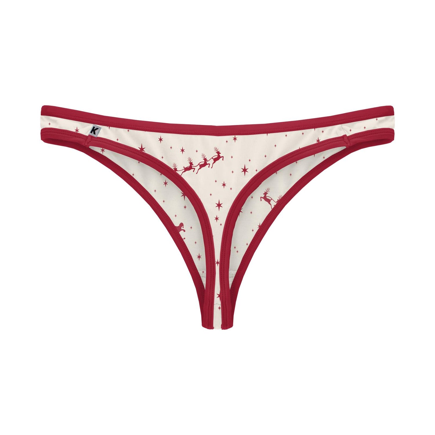 Women's Print Classic Thong in Natural Flying Santa