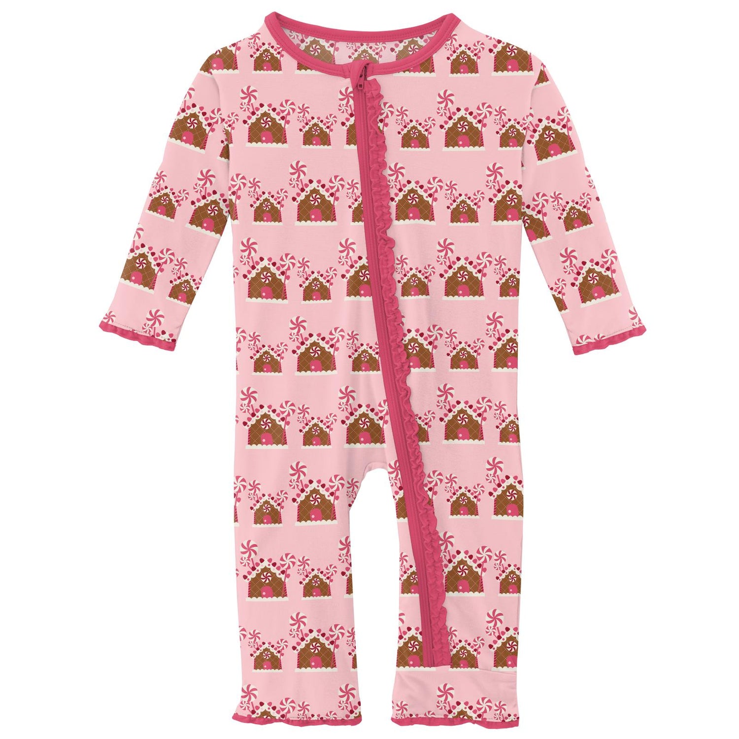 Print Muffin Ruffle Coverall with Zipper in Lotus Gingerbread