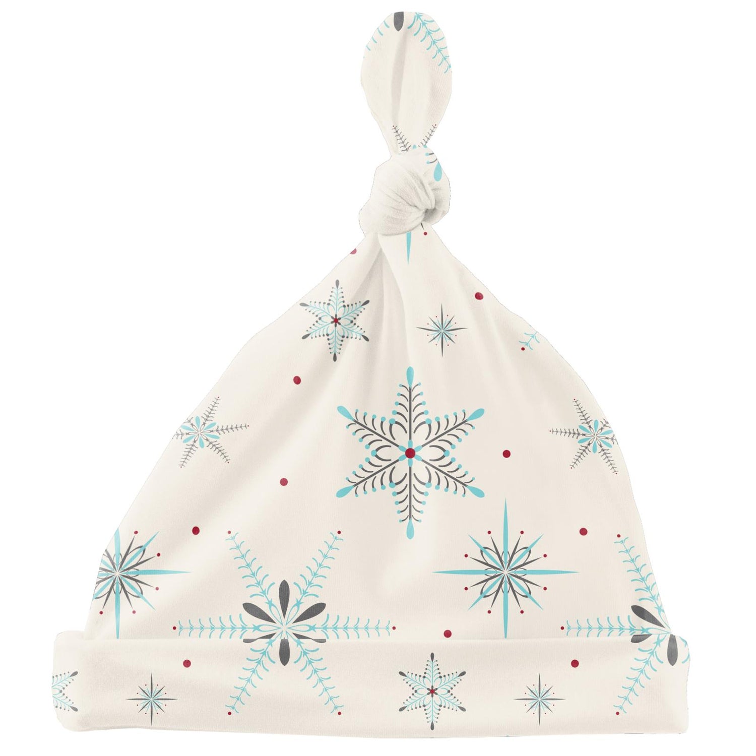 Print Knot Hat in Natural Snowflakes