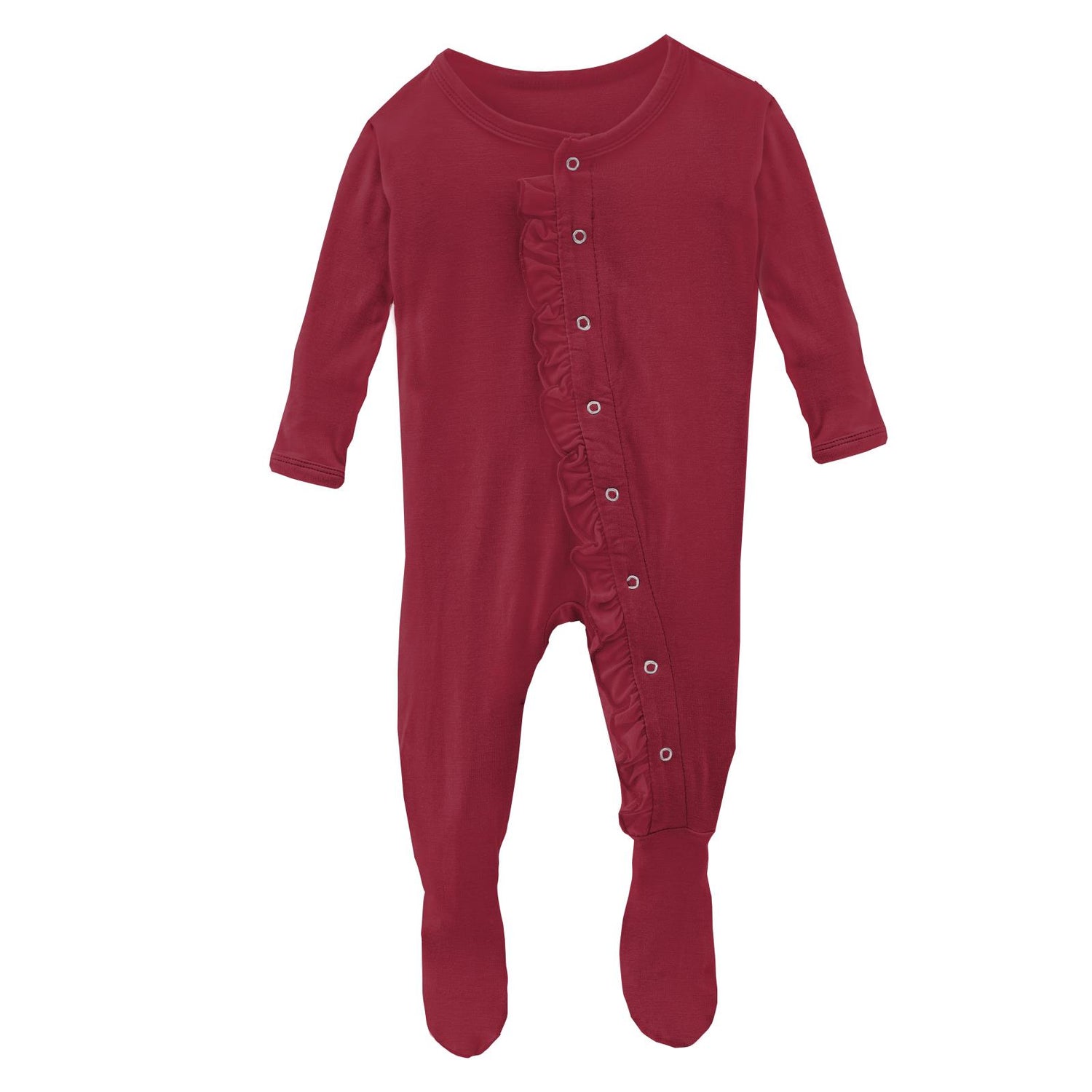 Classic Ruffle Footie in Crimson