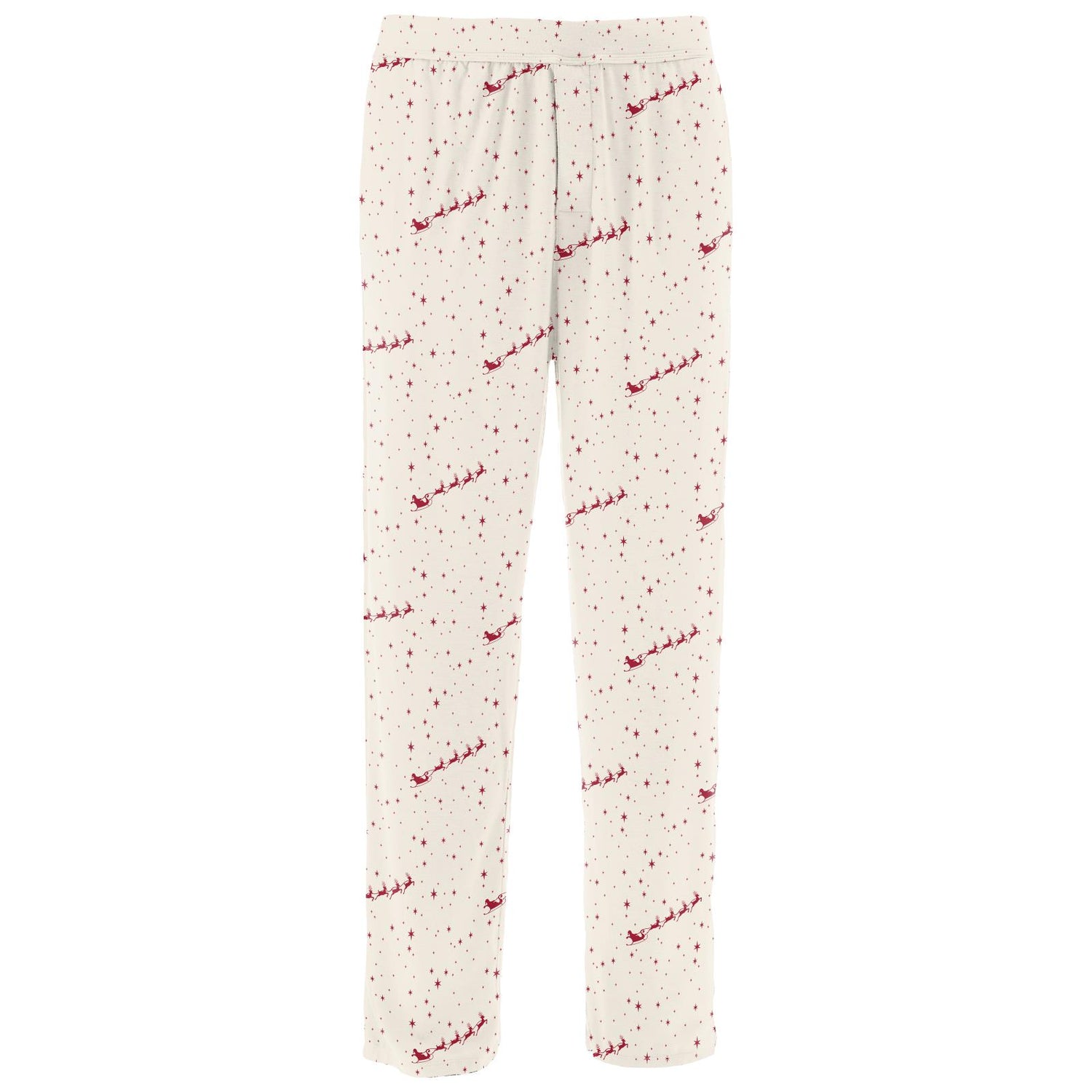 Men's Print Pajama Pants in Natural Flying Santa
