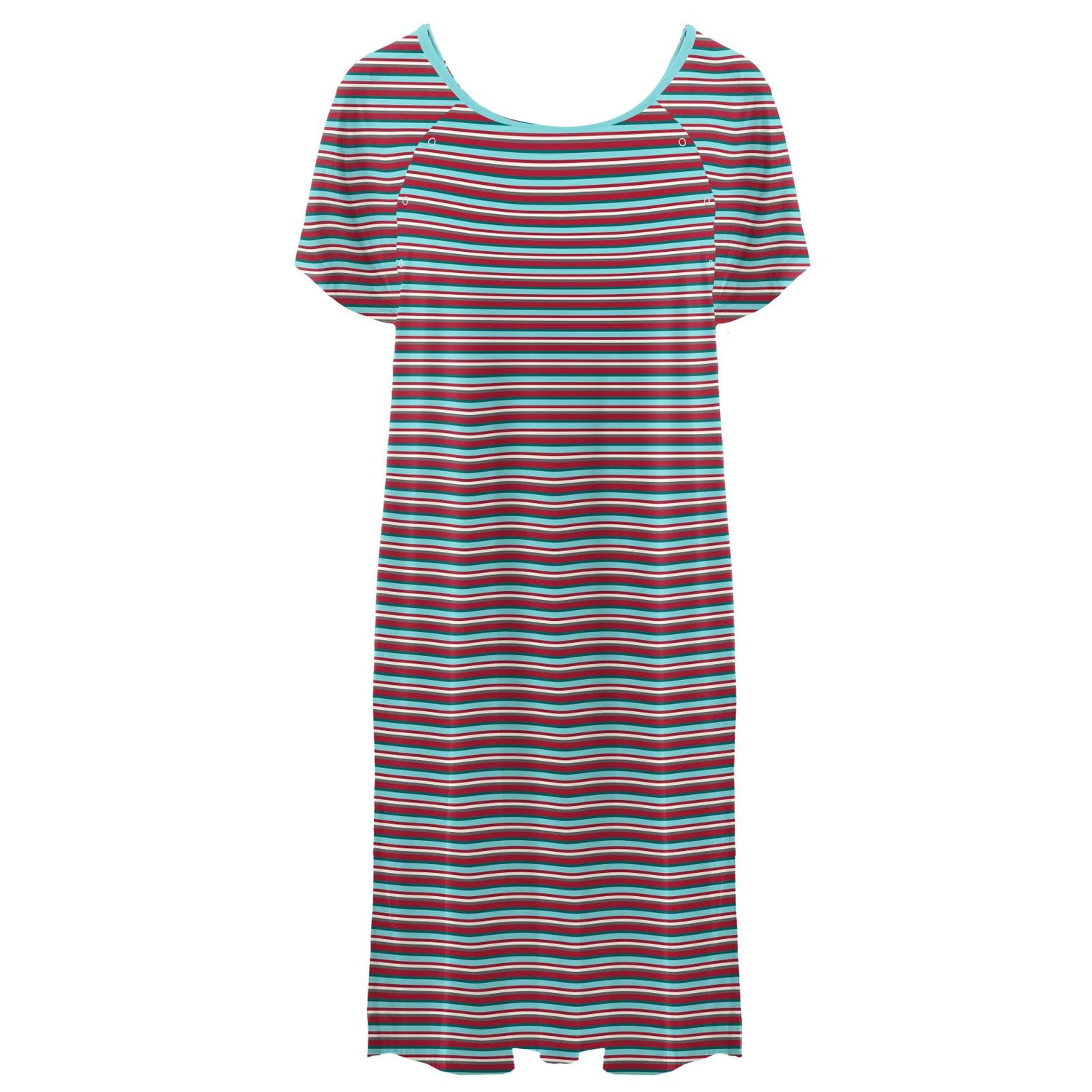 Women's Print Hospital Gown in Christmas Stripe