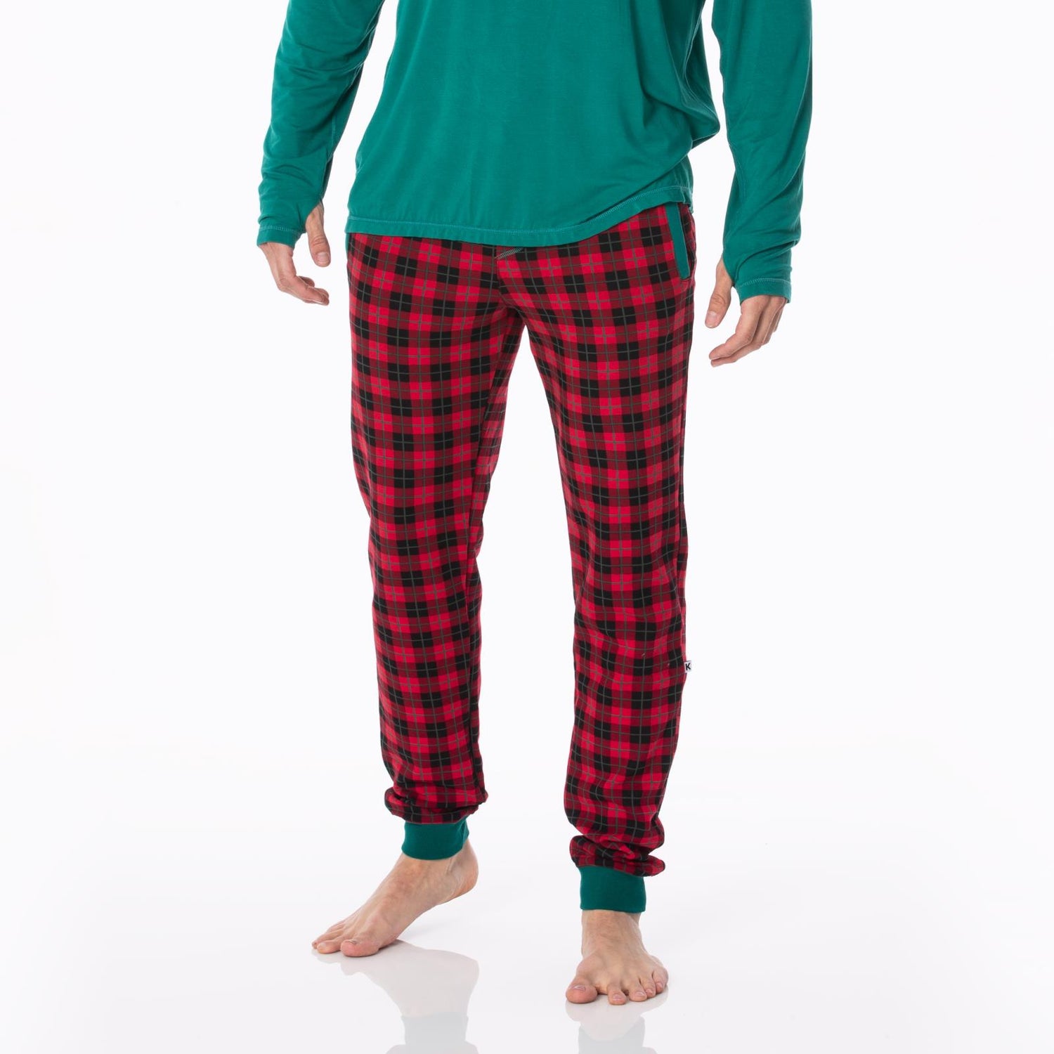 Men's Print Fleece Joggers in Anniversary Plaid