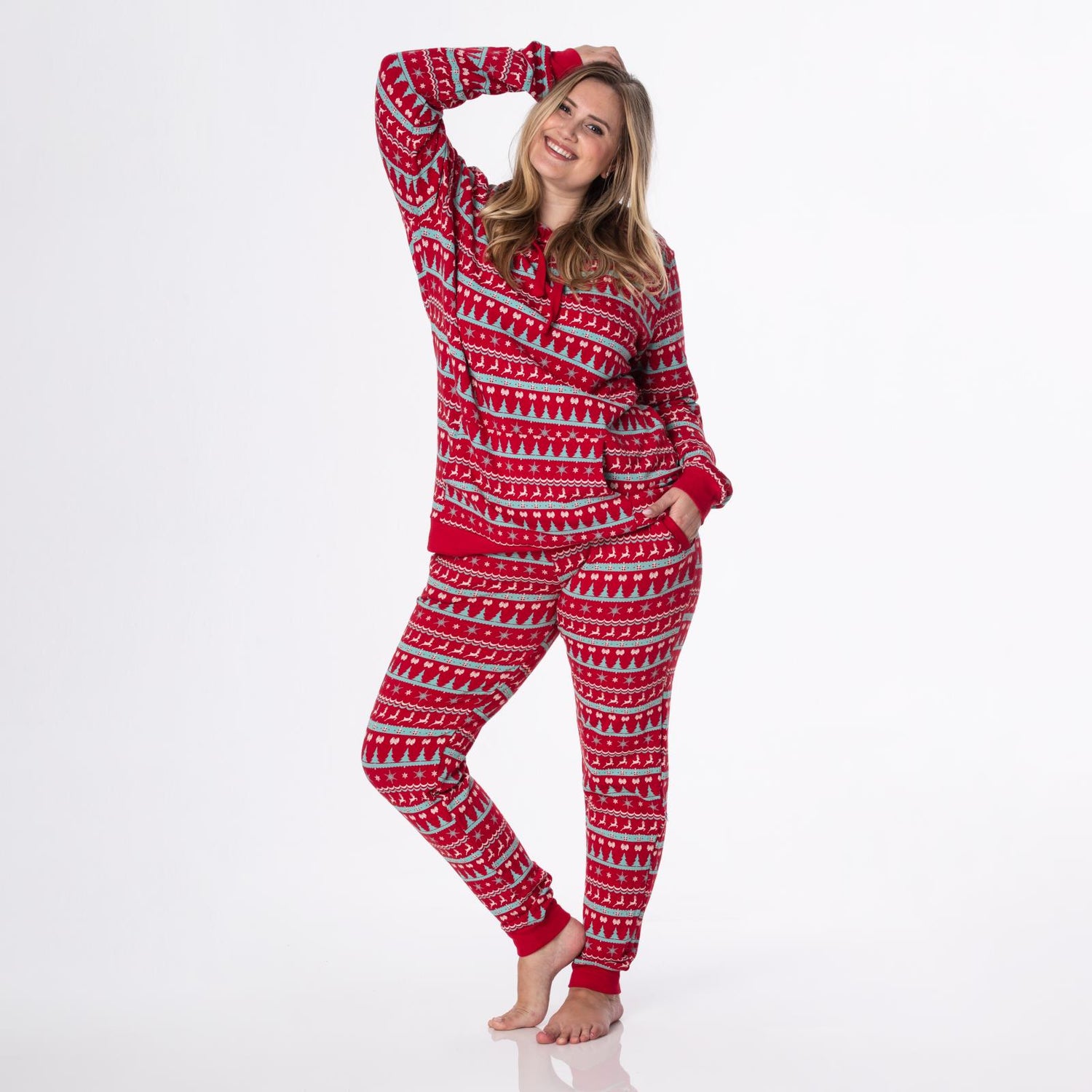 Women's Print Fleece Joggers in Nordic Print