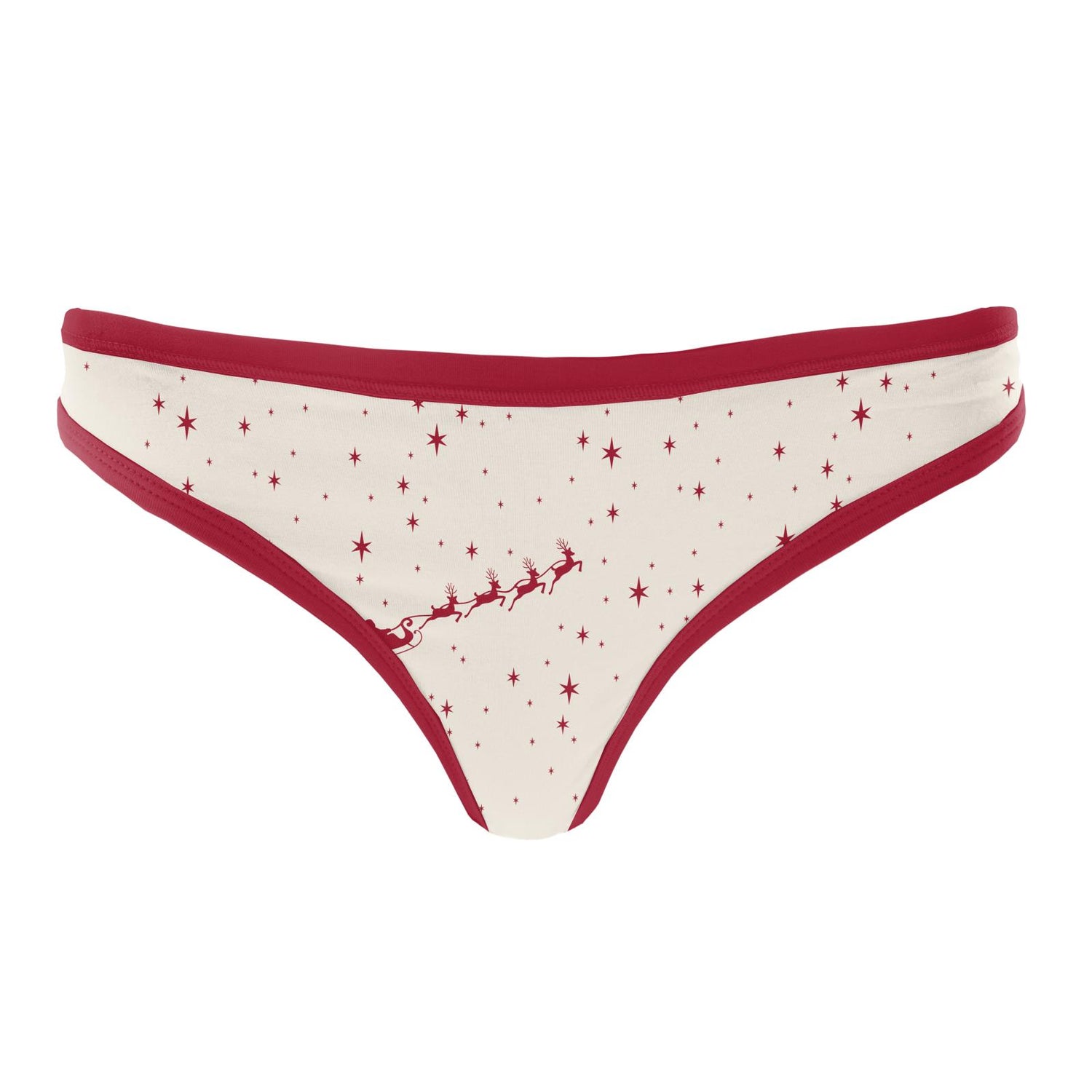 Women's Print Classic Thong in Natural Flying Santa