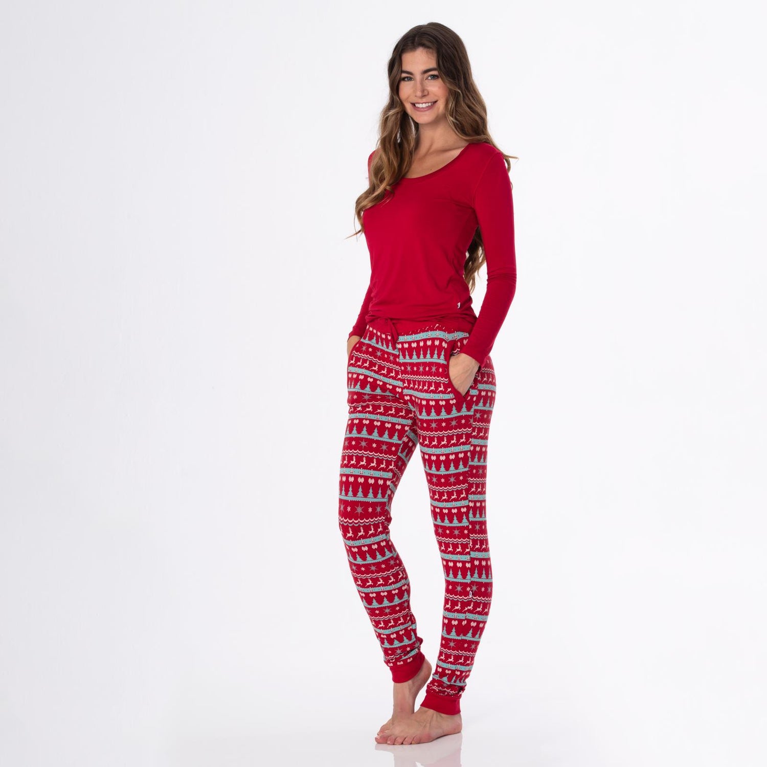 Women's Print Fleece Joggers in Nordic Print
