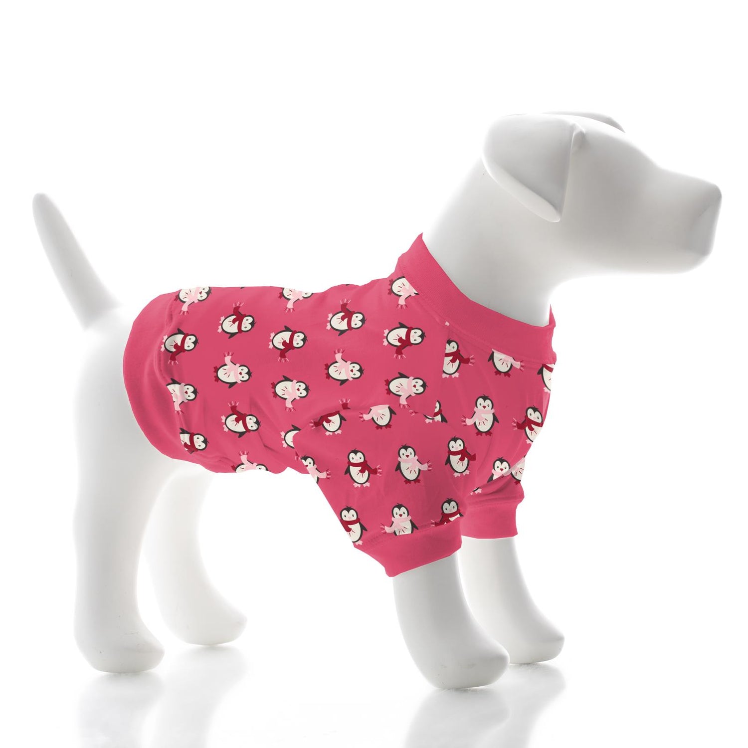 Print Dog Tee in Winter Rose Penguins