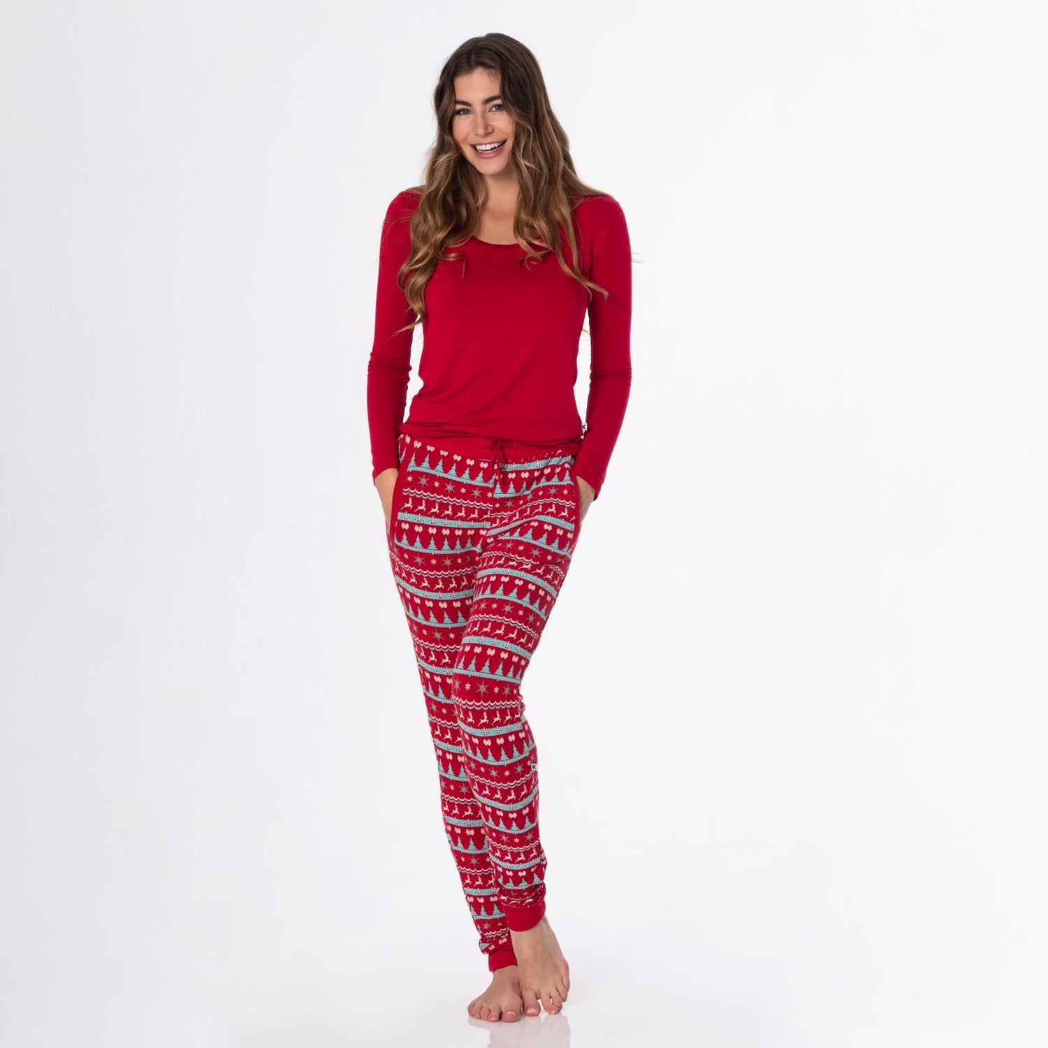 Women's Print Fleece Joggers in Nordic Print