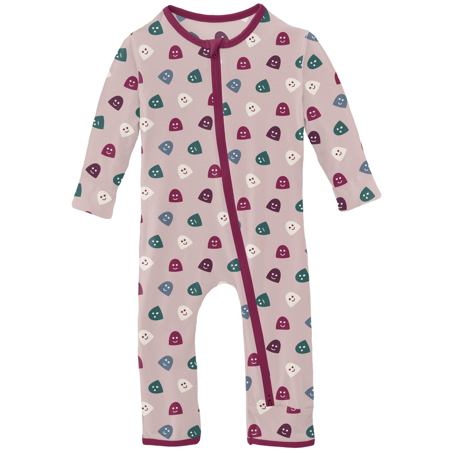 Print Coverall with 2 Way Zipper in Baby Rose Happy Gumdrops