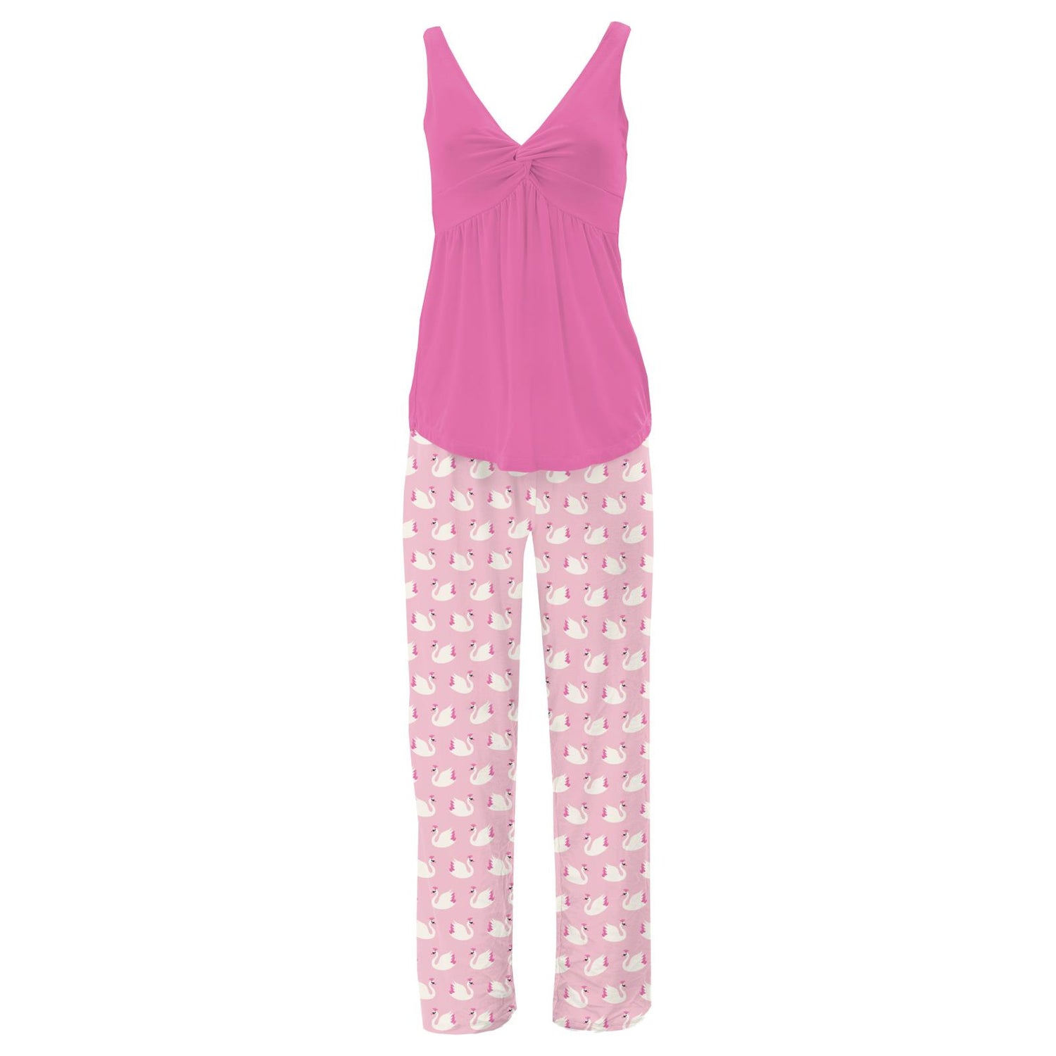 Women's Print Twist Tank and Pajama Pants Set in Cake Pop Swan Princess