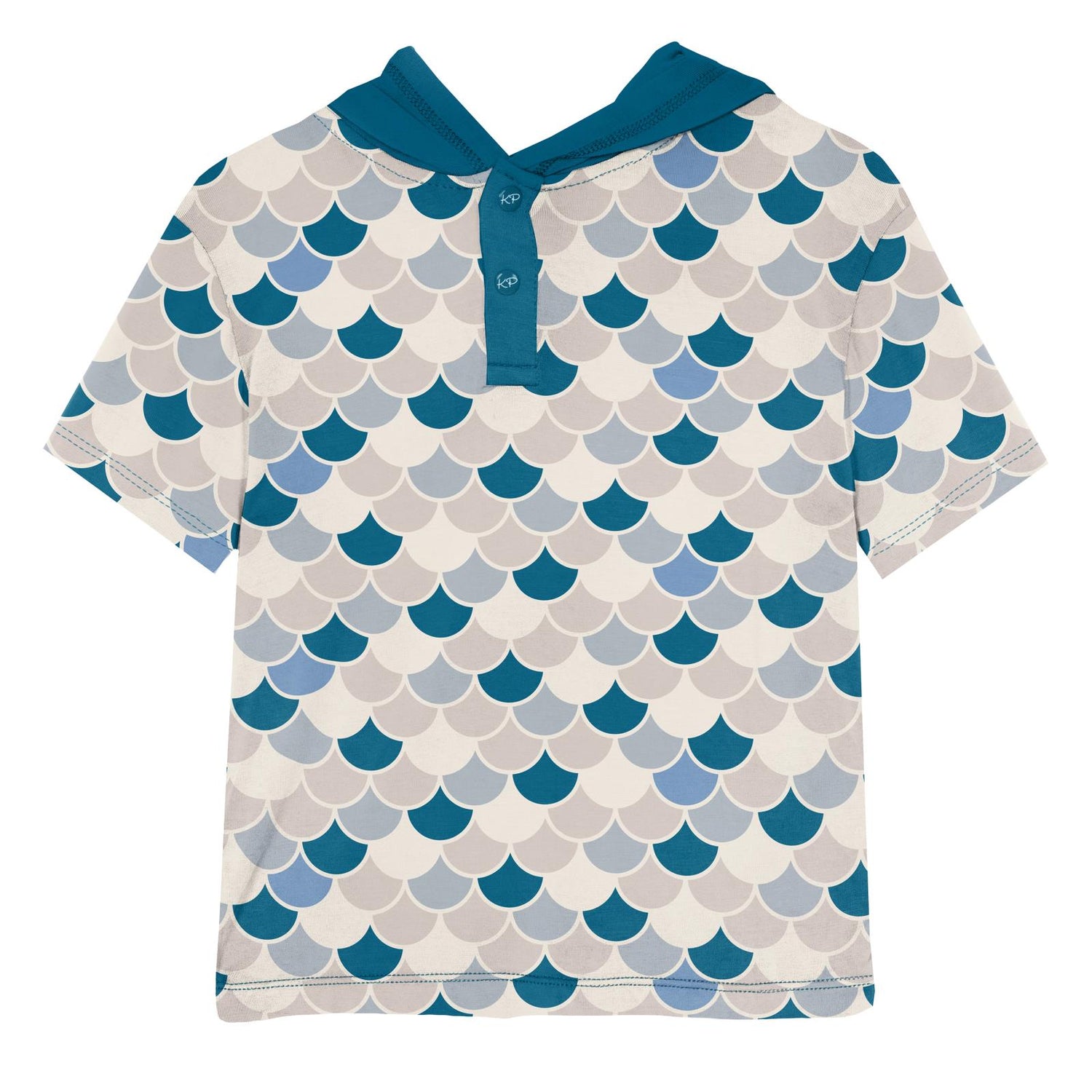 Print Short Sleeve Hoodie Tee in Latte Scales