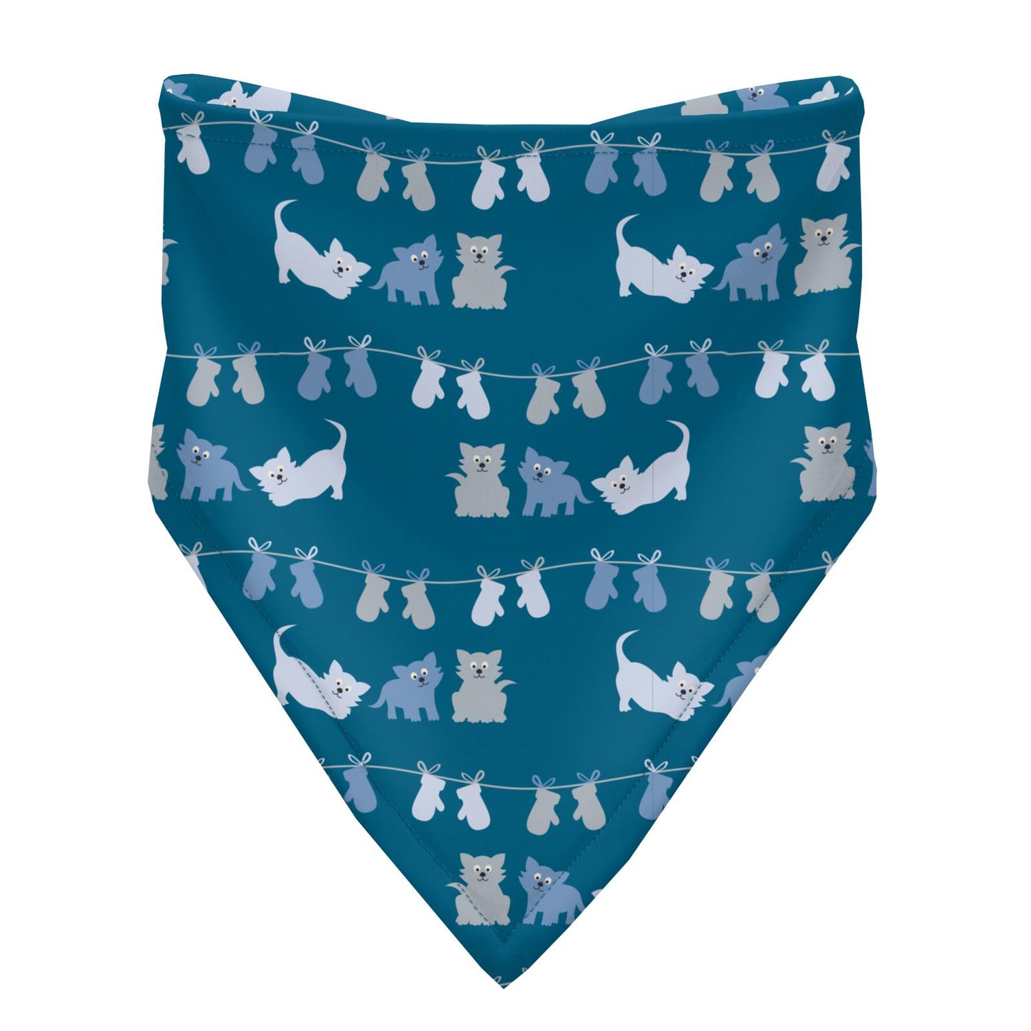 Print Bandana Bib Set of 3 in Little Boy Blue Stripe, Dew & Seaport 3 Little Kittens