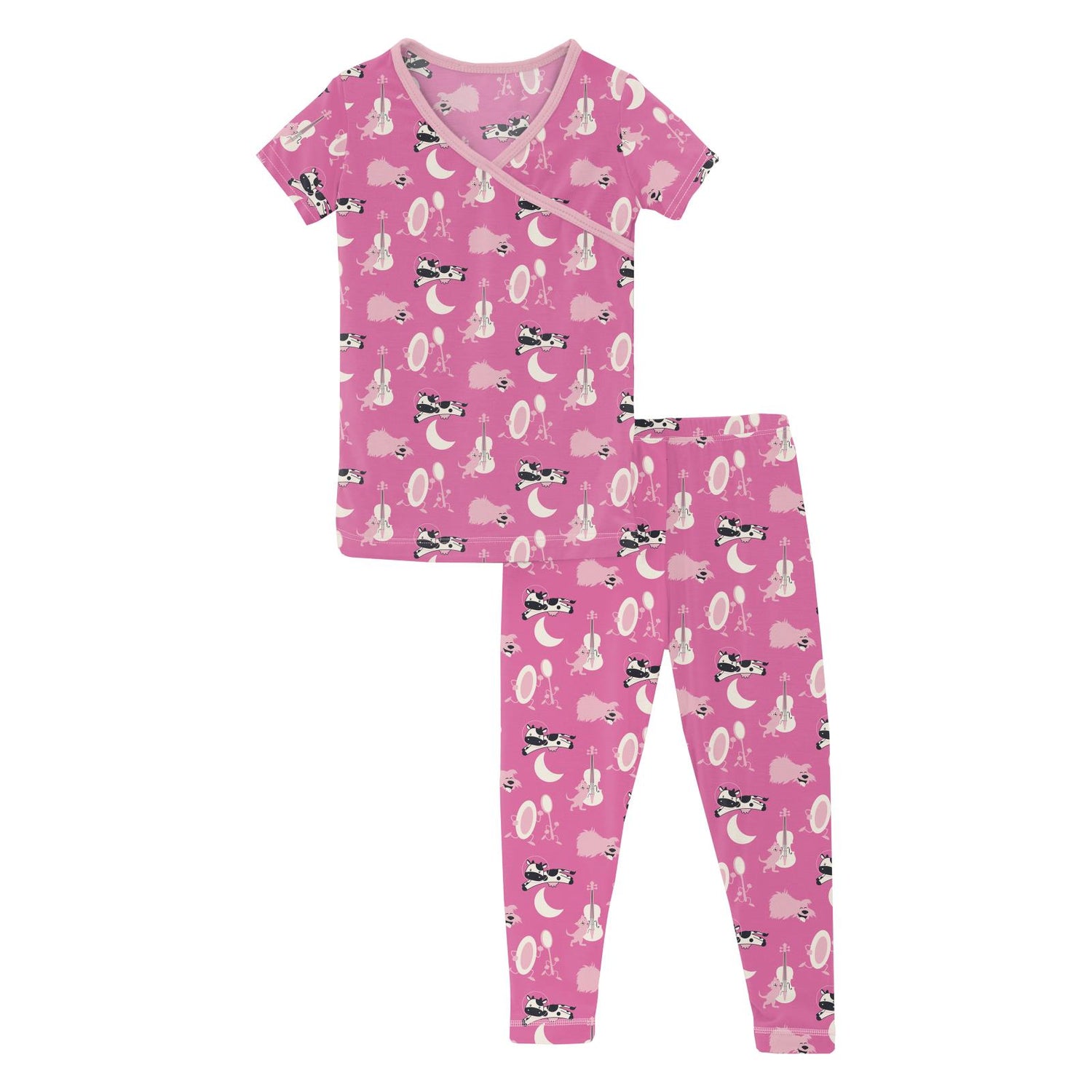 Print Short Sleeve Kimono Pajama Set in Tulip Hey Diddle Diddle
