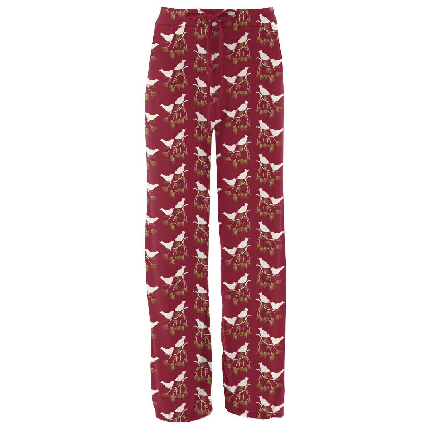 Women's Print Lounge Pants in Crimson Kissing Birds