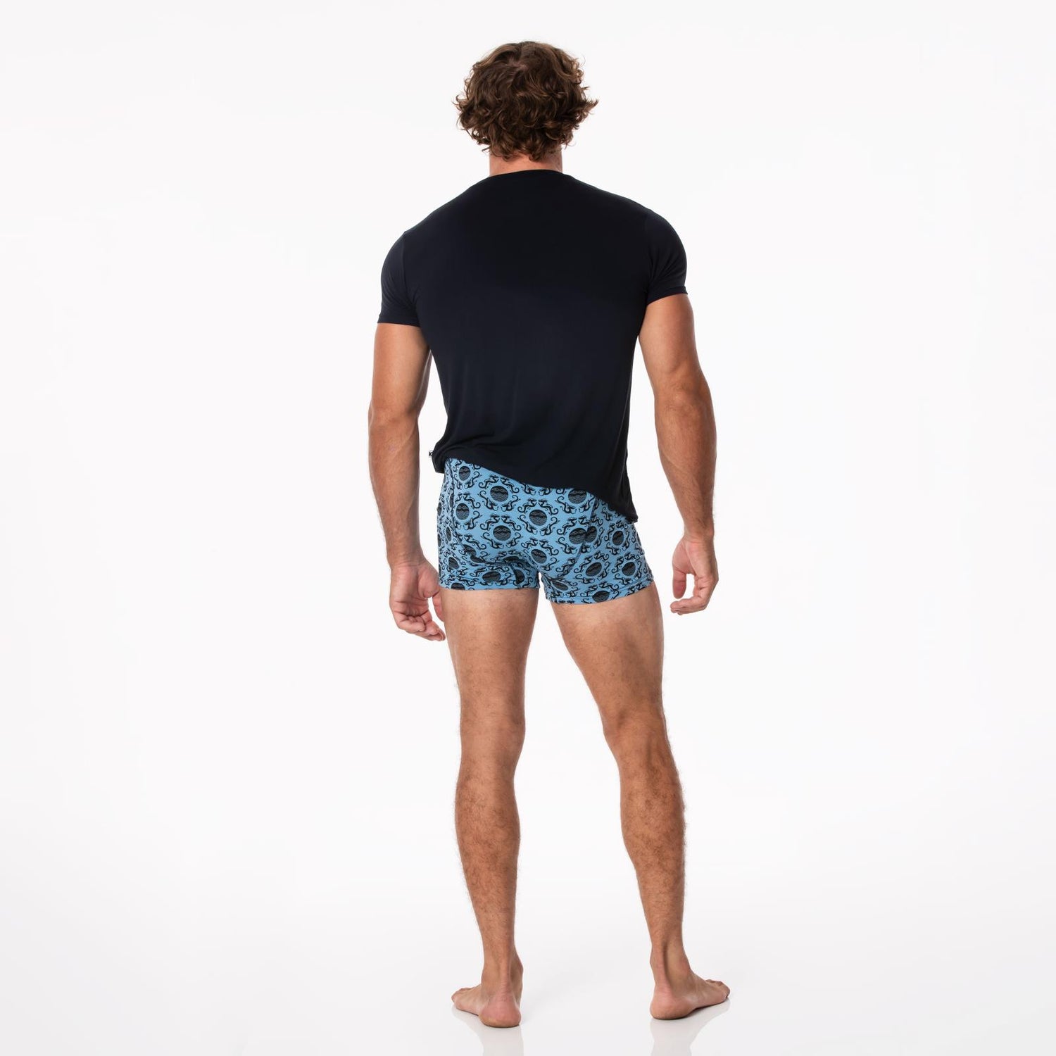 Men's Print Boxer Brief in Dream Blue Four Dragons