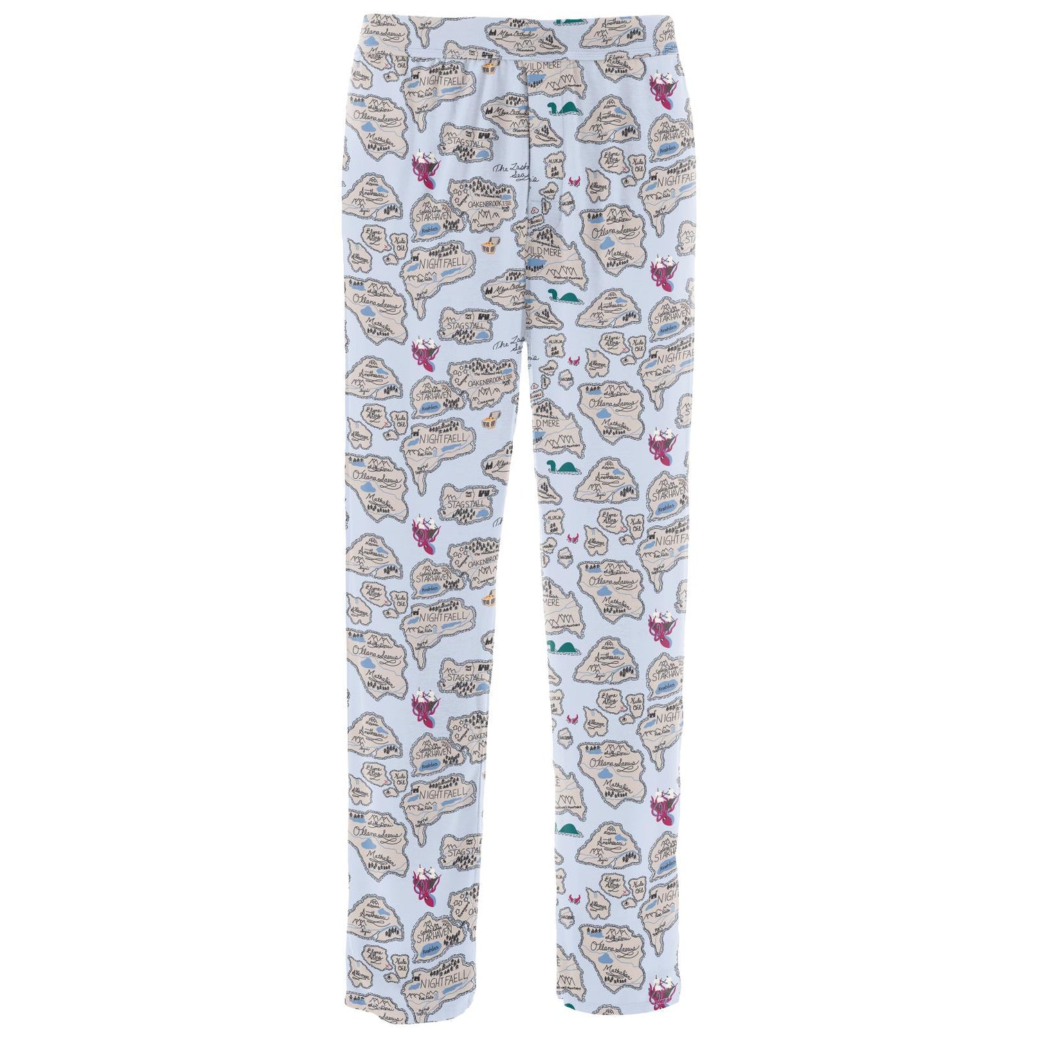 Men's Print Pajama Pants in Dew Pirate Map