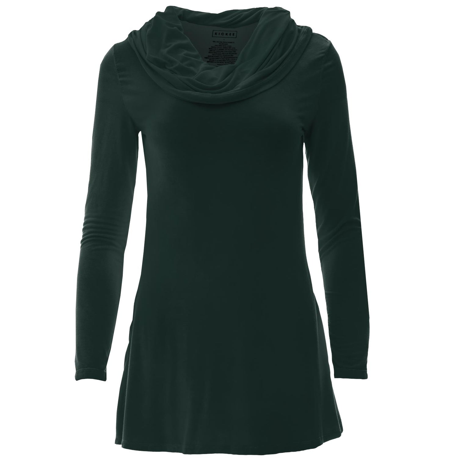 Women's Solid Long Sleeve Cowl-Neck Tunic in Pine