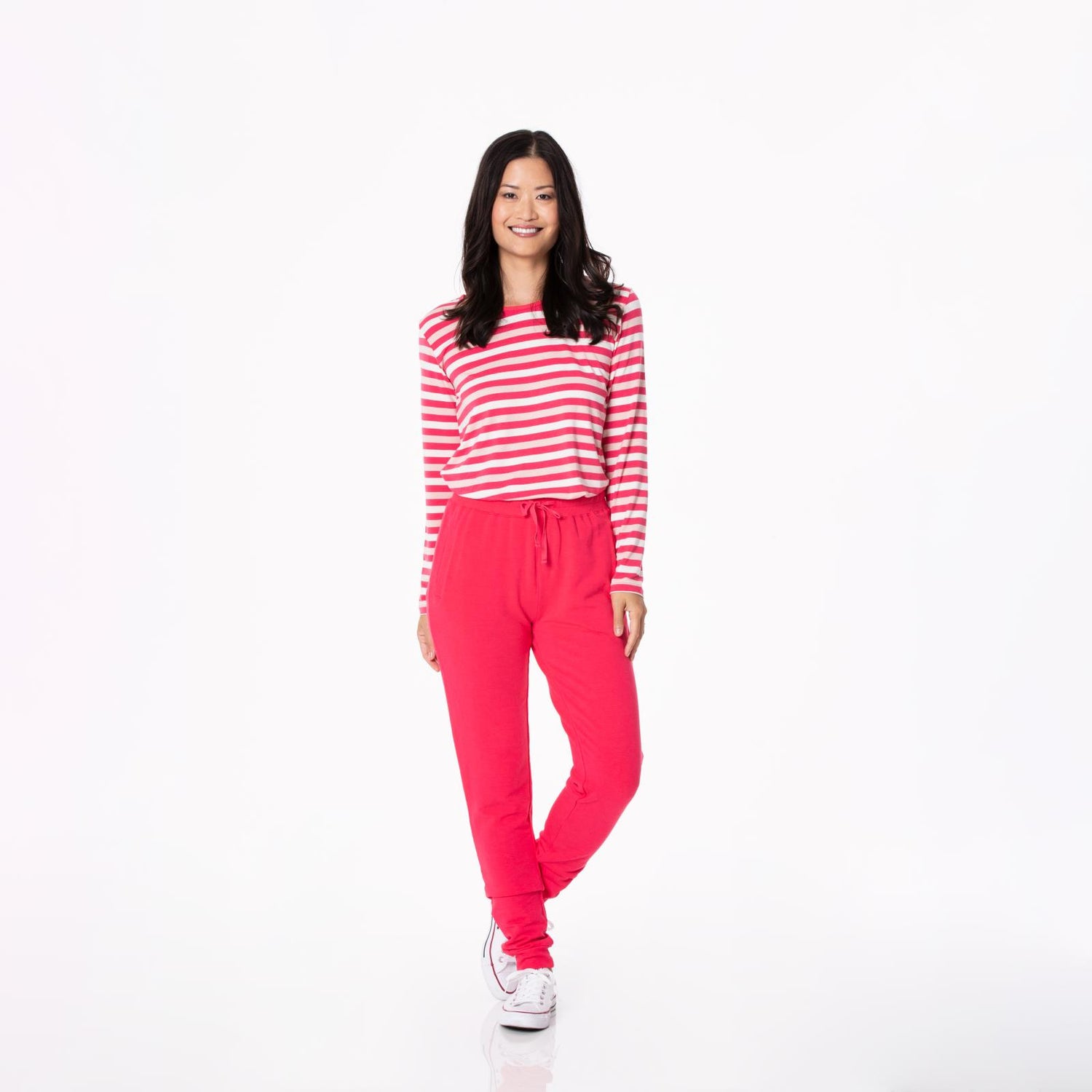 Women's Print Long Sleeve Loosey Goosey Tee in Hopscotch Stripe