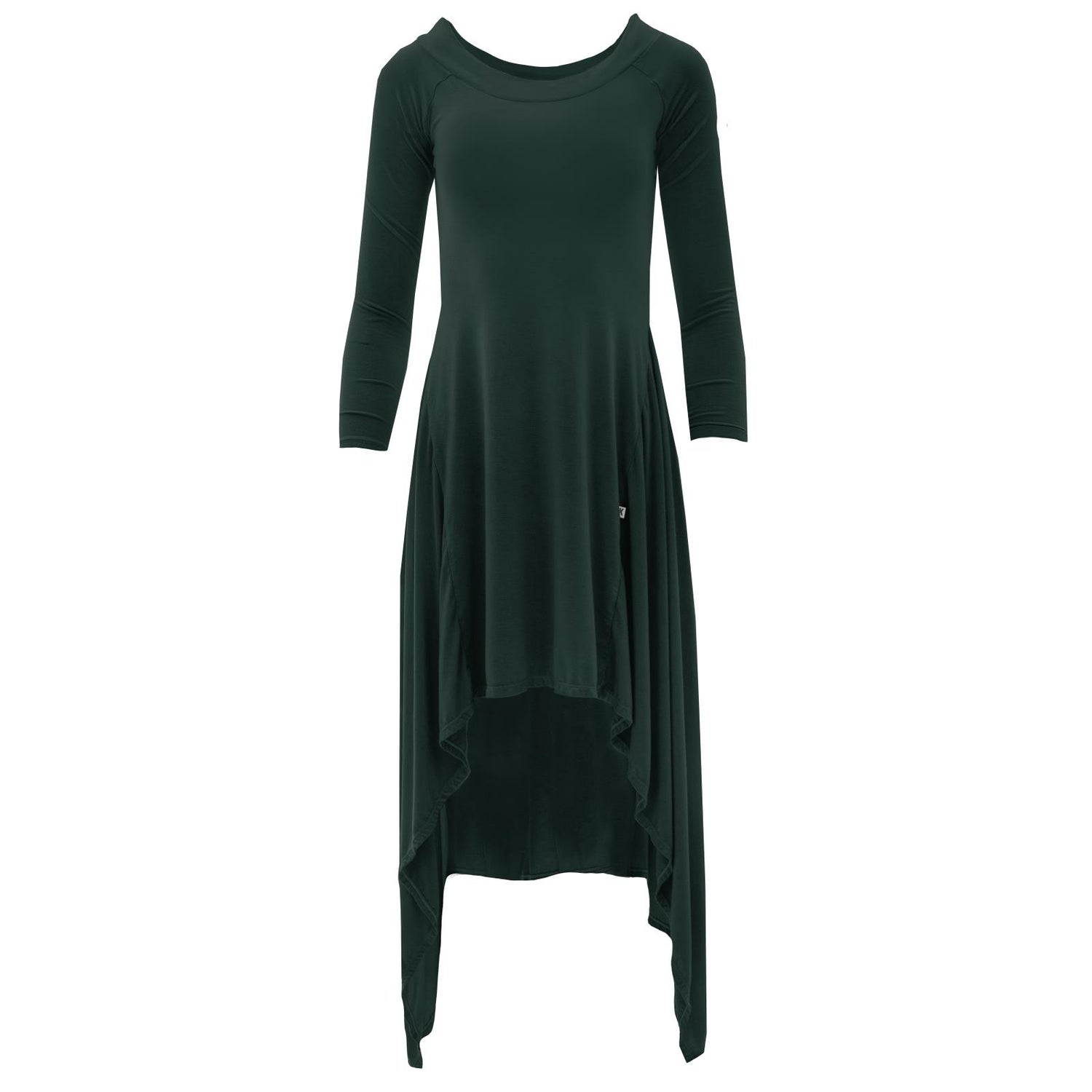 Long Sleeve Hi Lo Raglan Dress in Pine