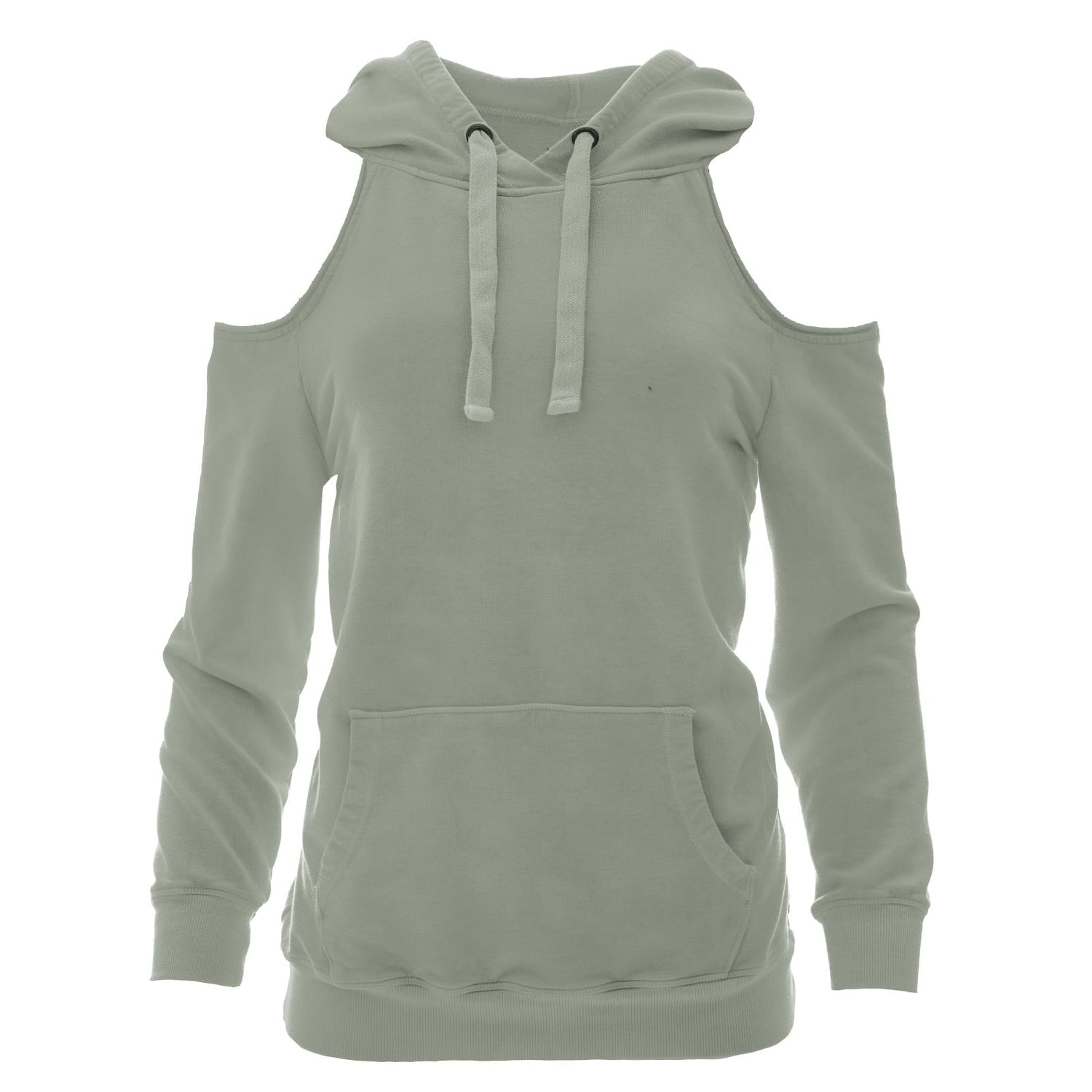 Fleece Open-Shoulder Pullover in Silver Sage