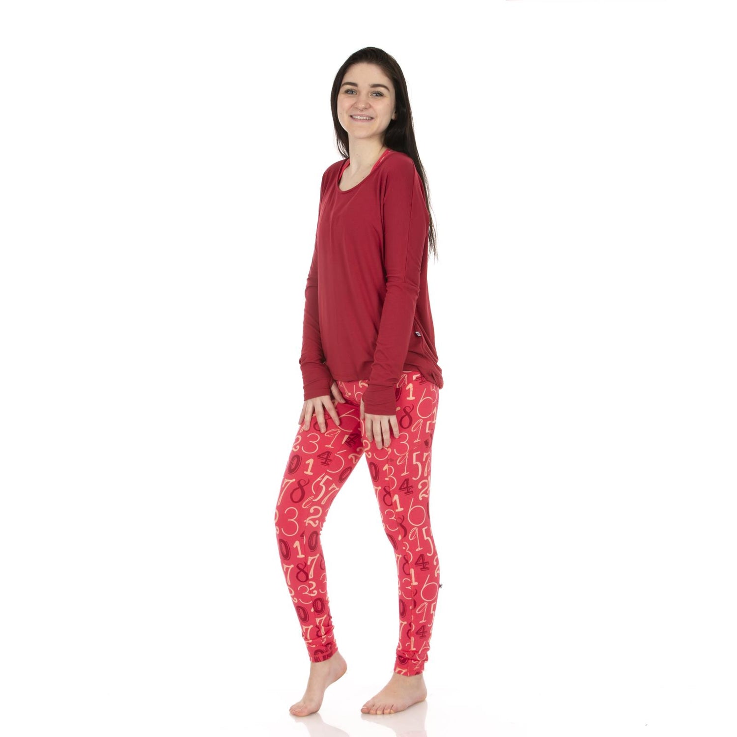 Women's Print Luxe Stretch Leggings with Pockets in Taffy Math