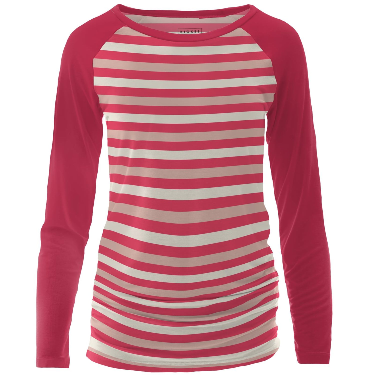 Print Long Sleeve Raglan Maternity Tee in Hopscotch Stripe