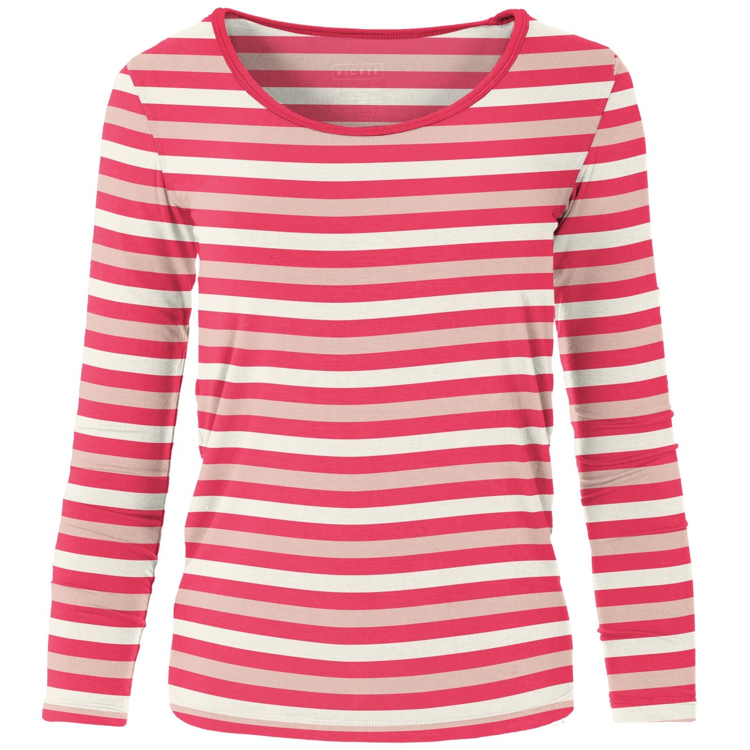 Women's Print Long Sleeve Scoop Neck Tee in Hopscotch Stripe